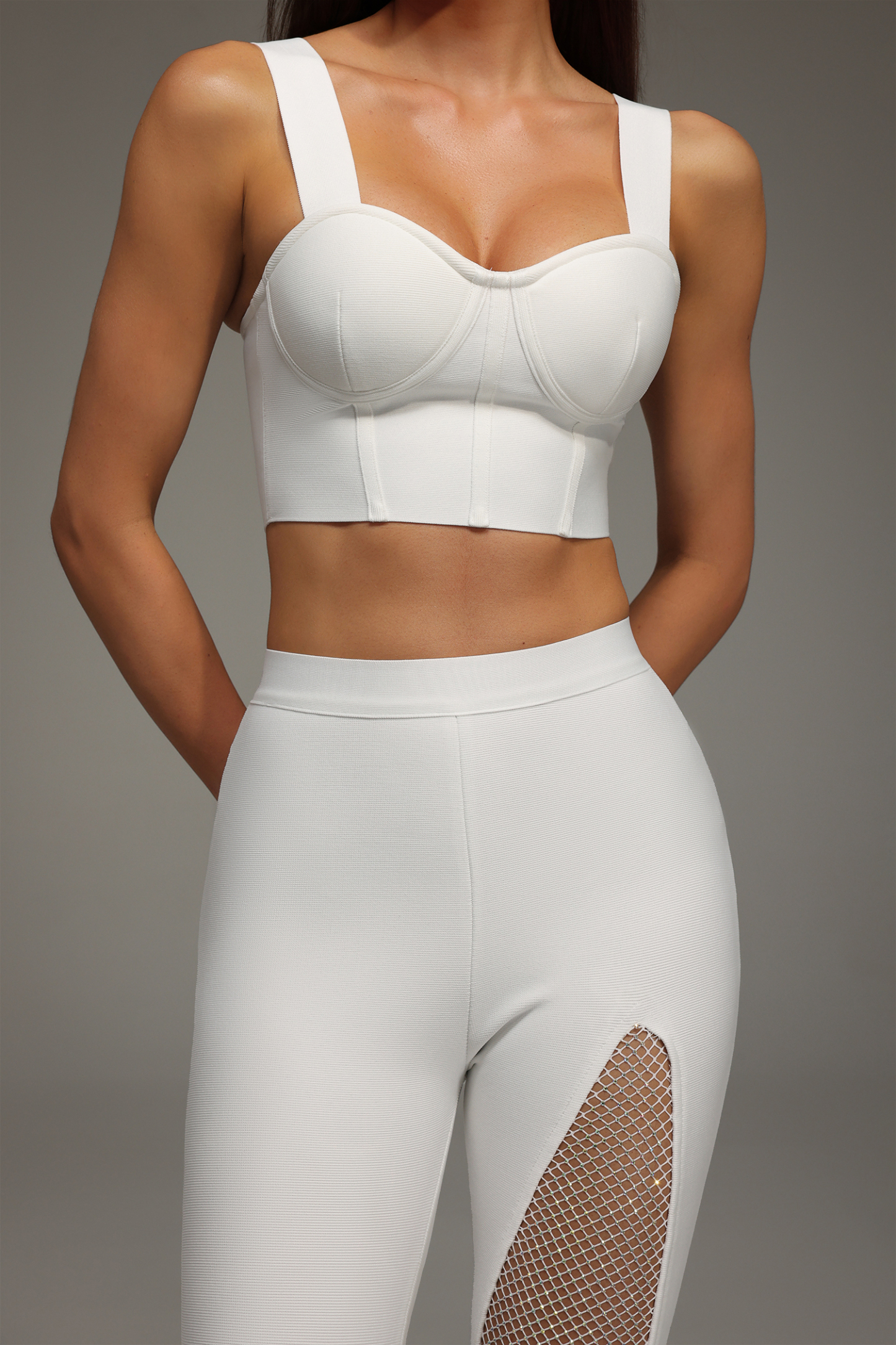 Ziska Sleeveless Hollow Out Concatenate Bandage Two Piece Set