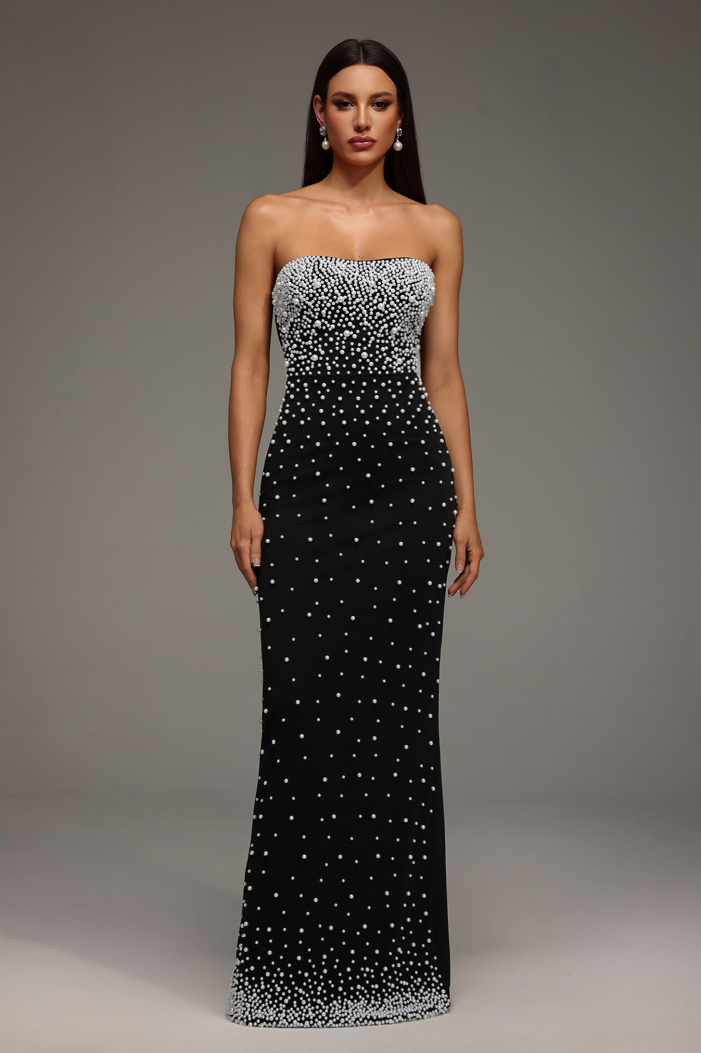 Karin Sleeveless Pearl Bandage Maxi Dress
