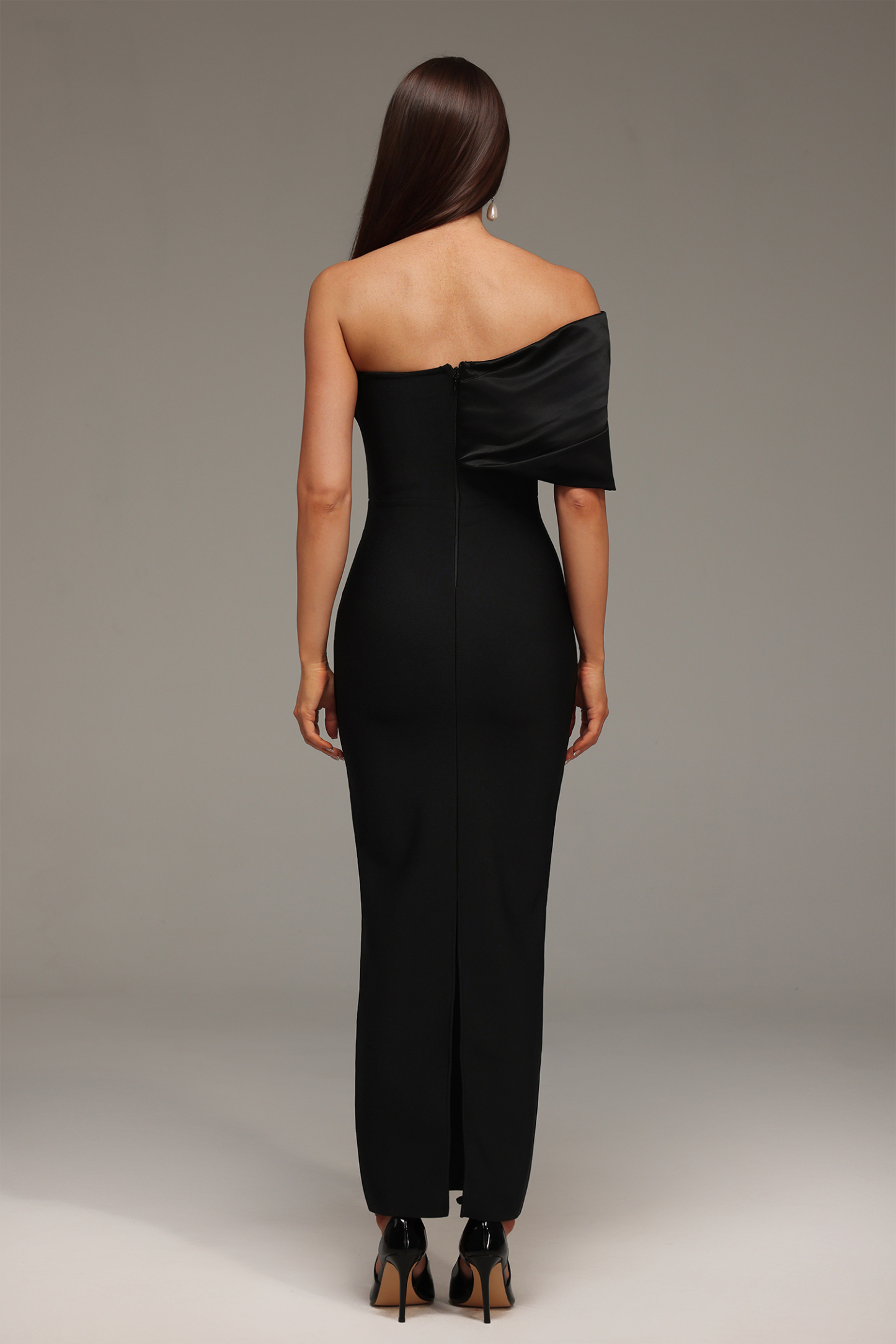 Zaha One Shoulder Sleeveless Diamond Bandage Maxi Dress