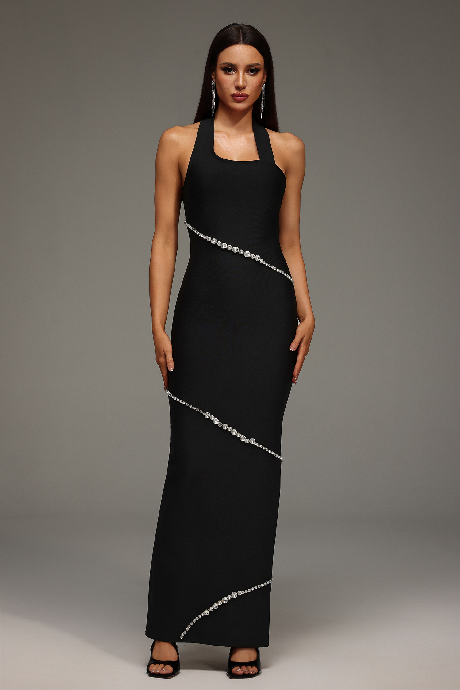 Meryl Halter Diamond Maxi Dress