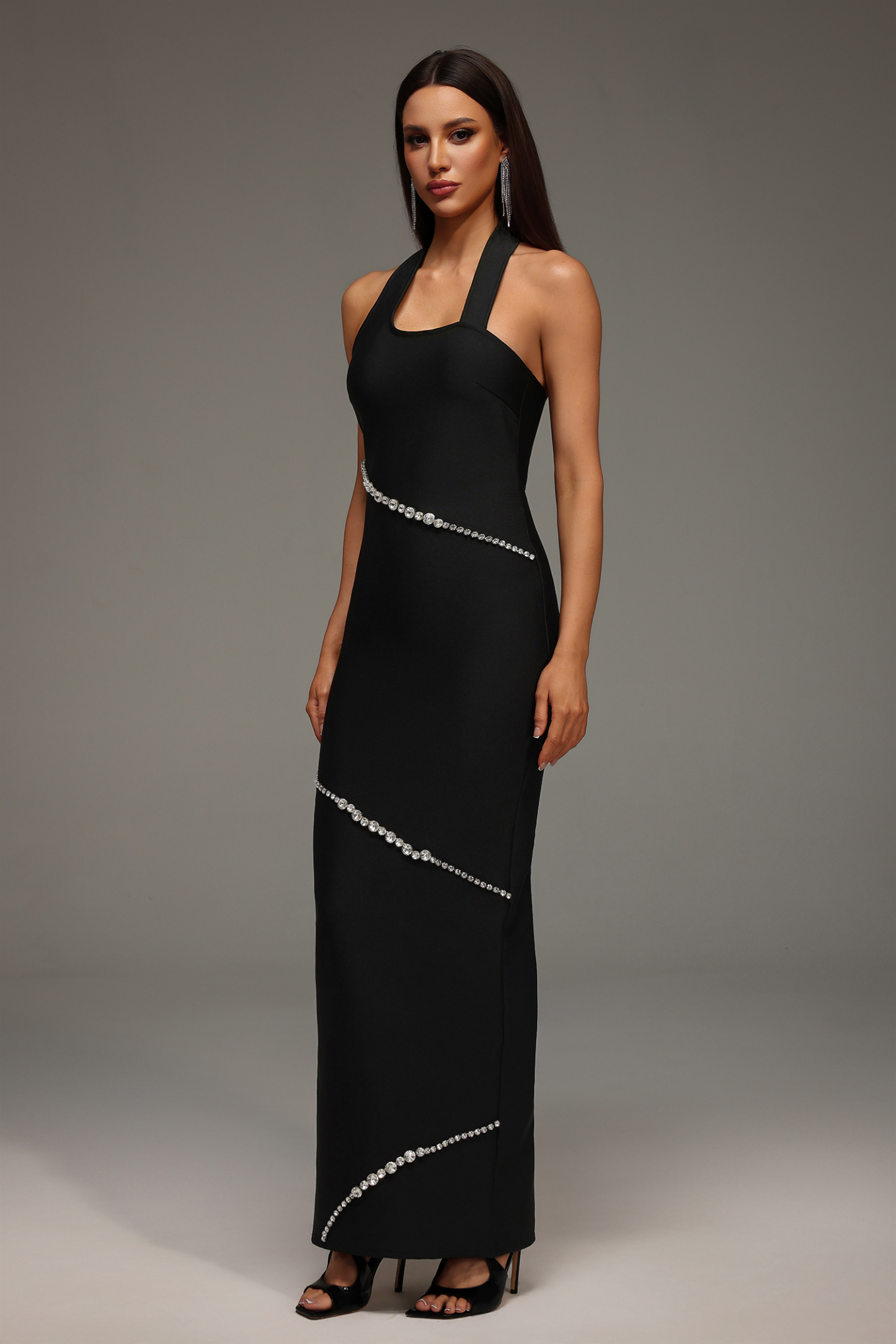Meryl Halter Diamond Maxi Dress