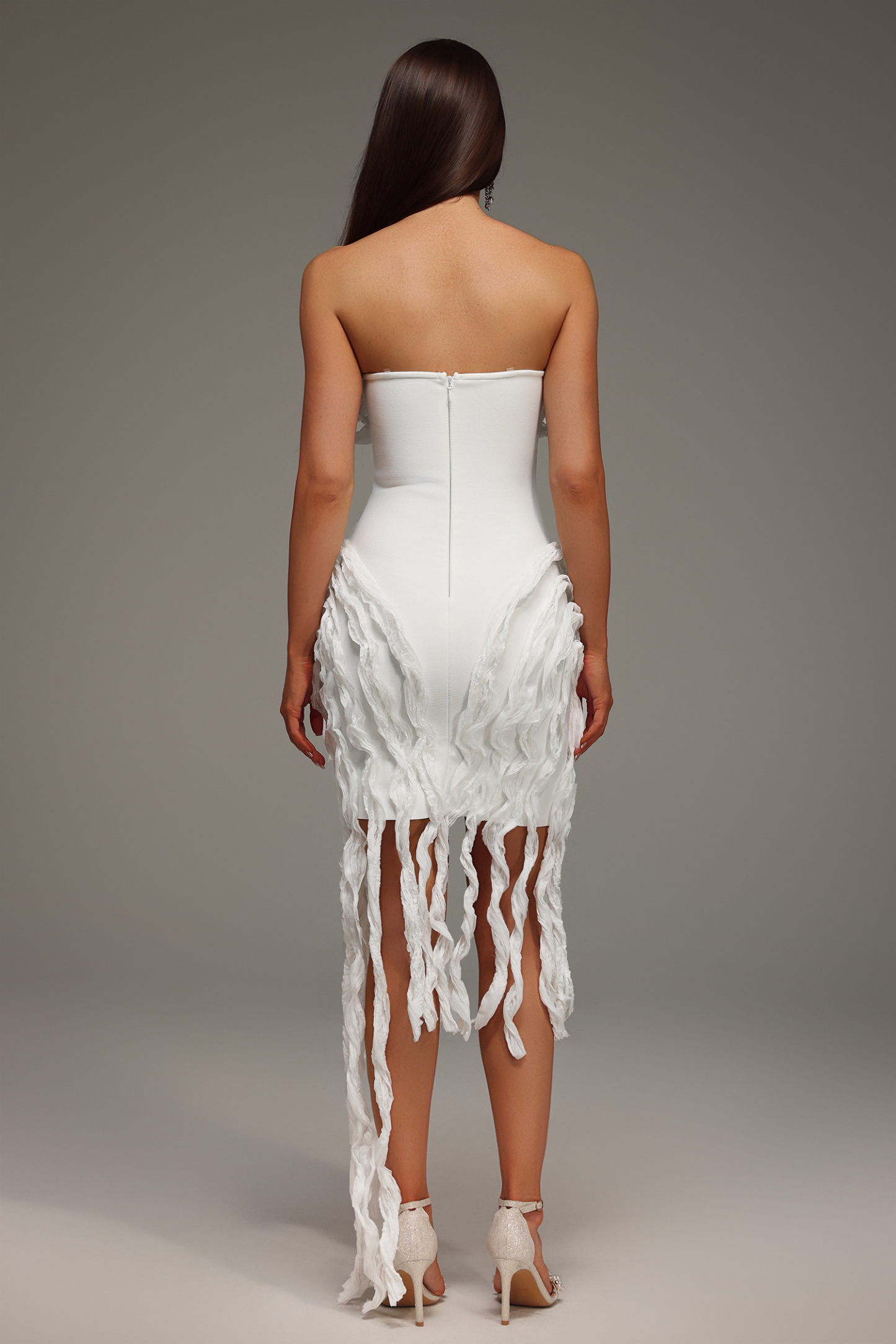 Dyani Sleeveless Wrinkles Flounce Bandage Mini Dress