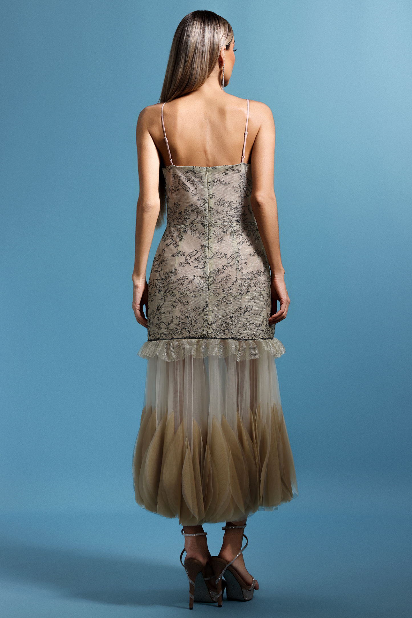 Laly Sleeveless Flounce Fold Maxi Dress