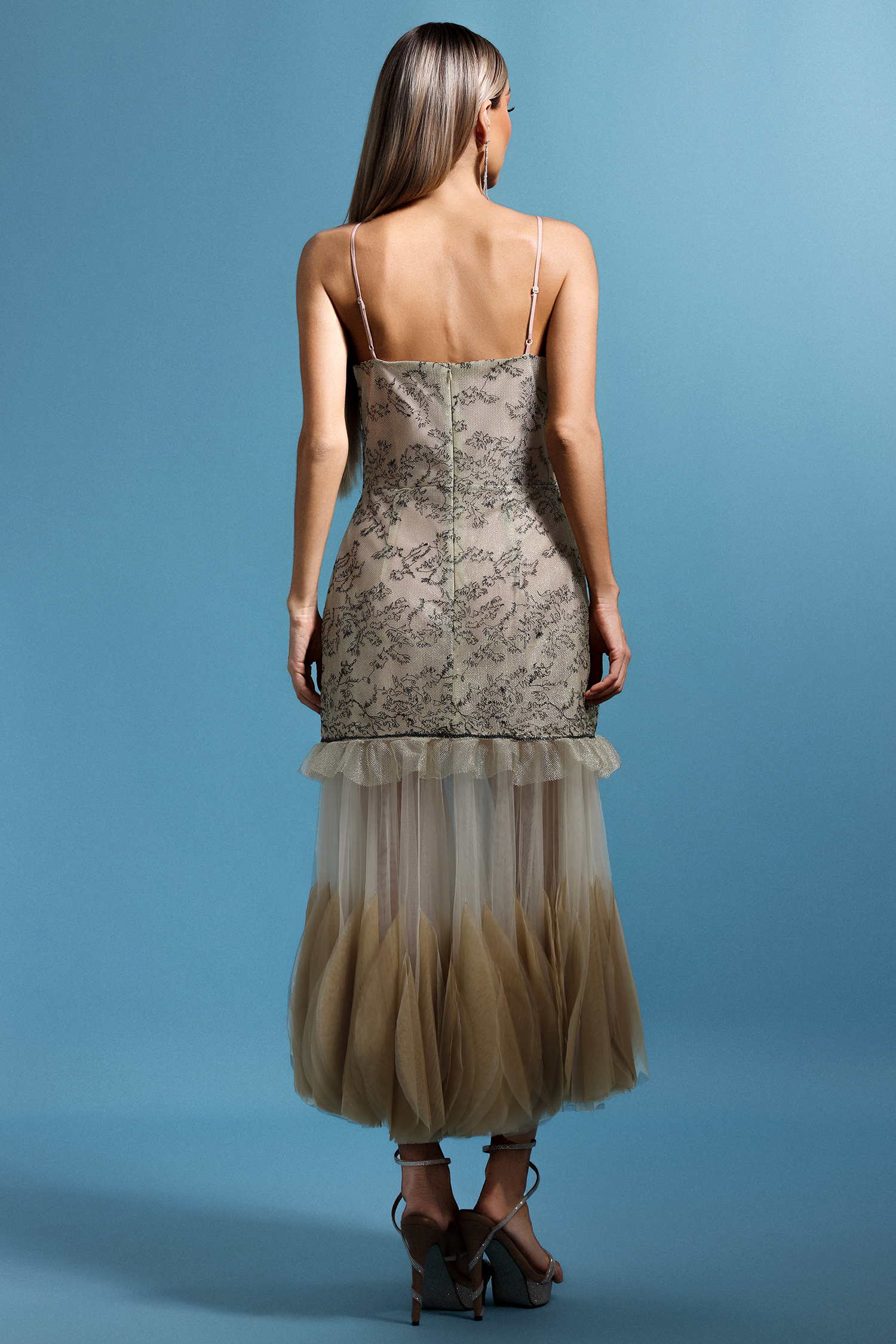 Laly Sleeveless Flounce Fold Maxi Dress