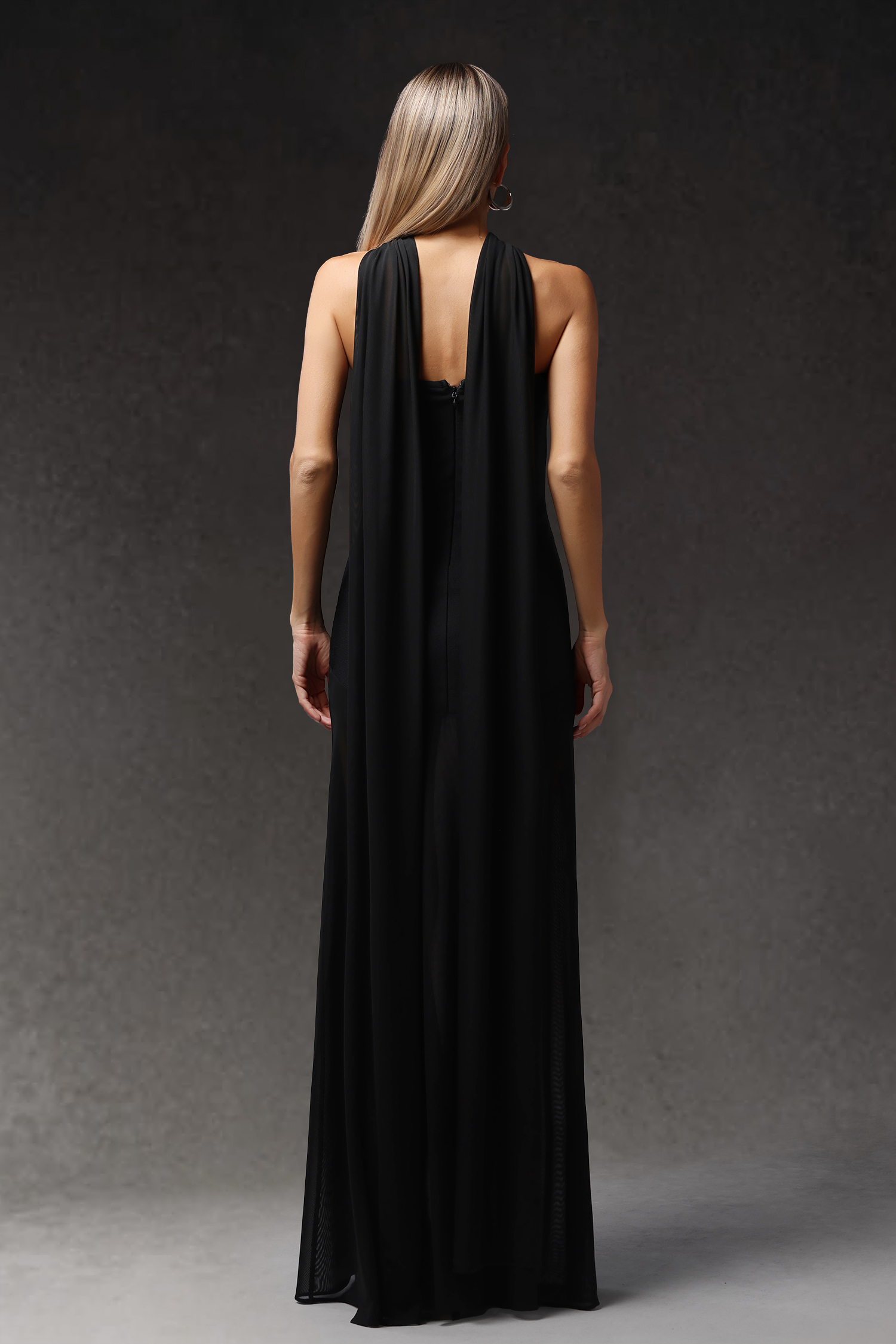 Ezgi Sleeveless Tulle Ribbon Bandage Maxi Dress