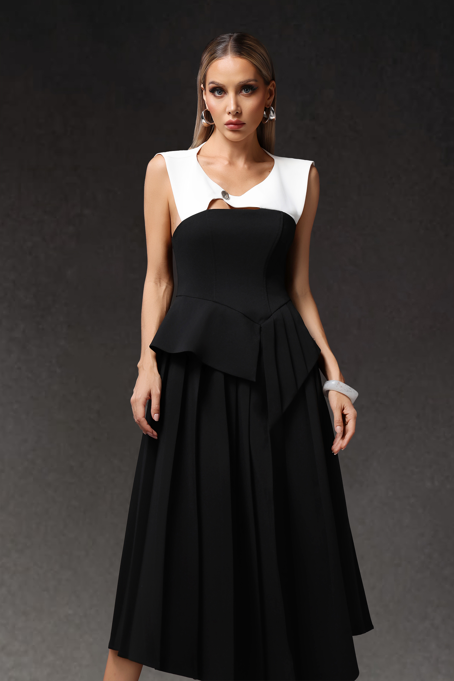 Veronic Sleeveless Irregular Hollow Out Maxi Dress