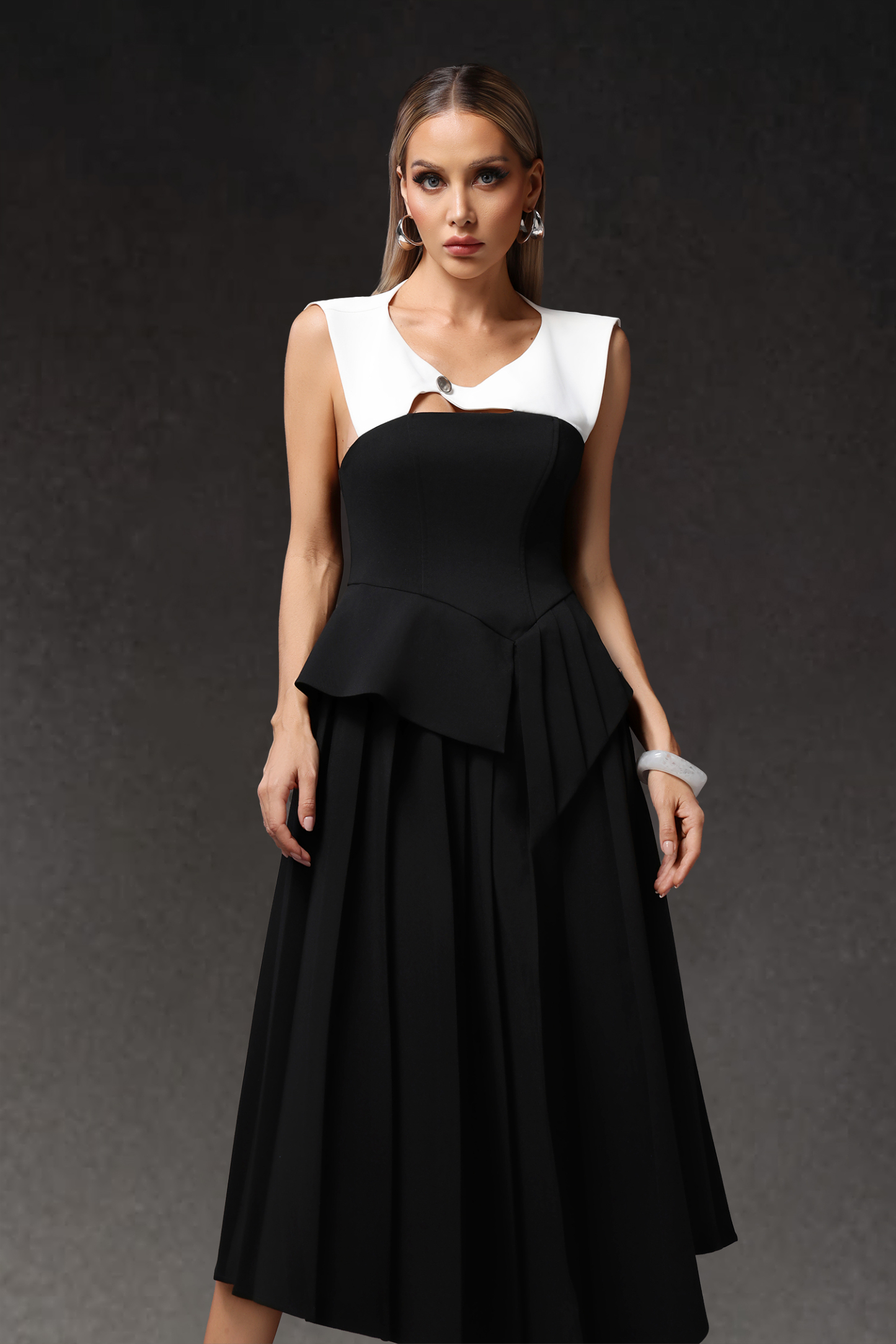 Veronic Sleeveless Irregular Hollow Out Maxi Dress