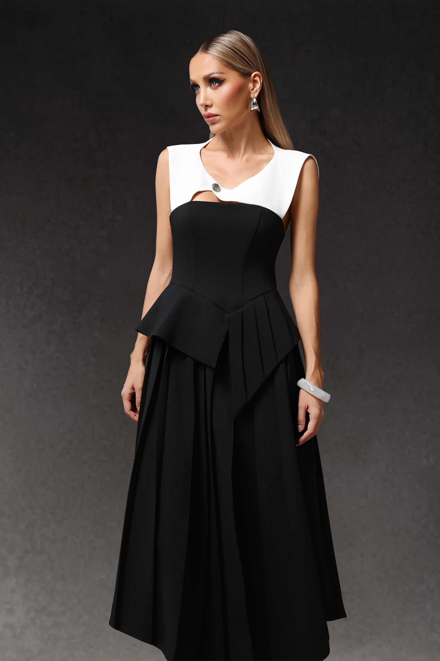 Veronic Sleeveless Irregular Hollow Out Maxi Dress