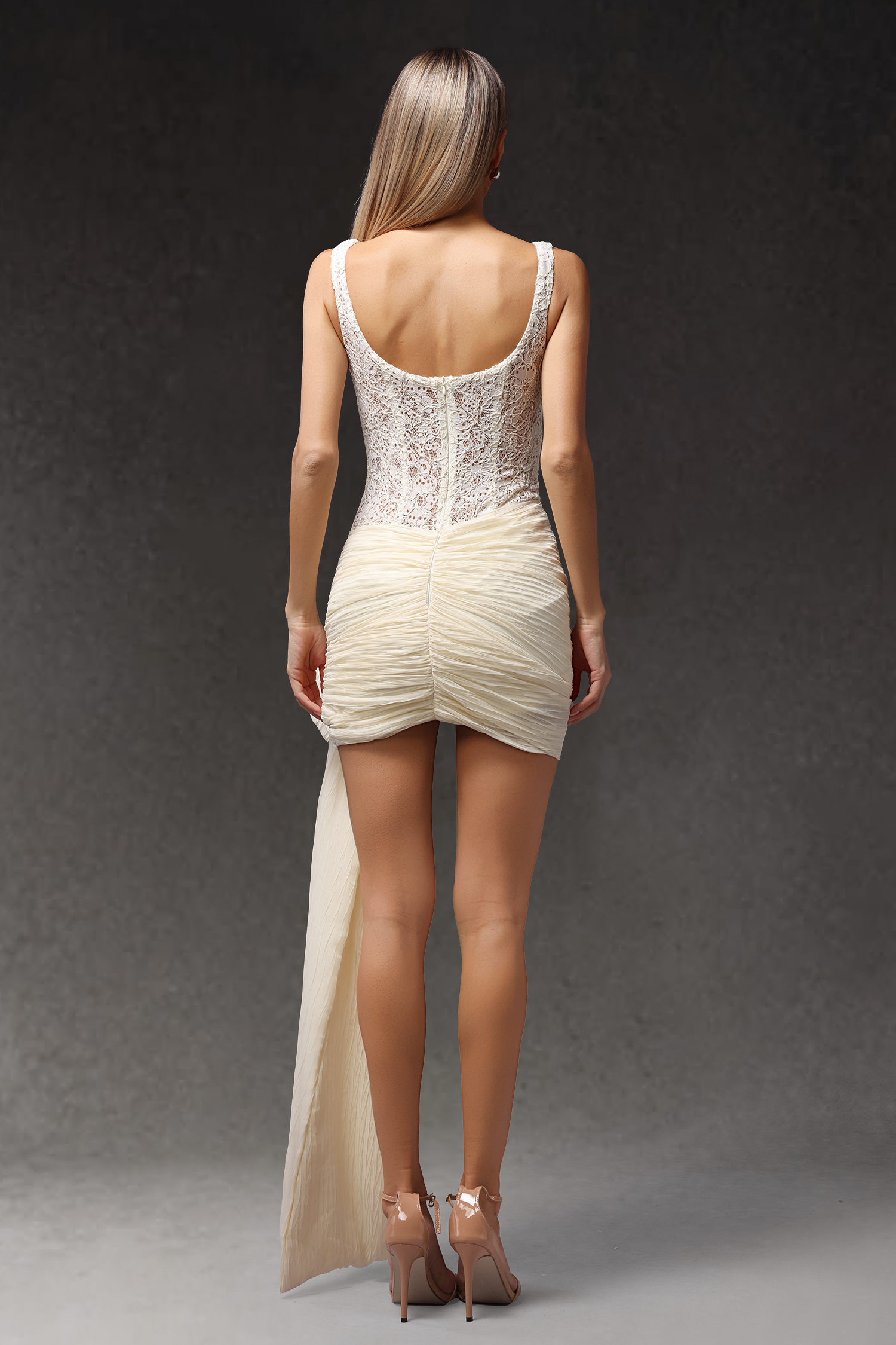 Evelina Sleeveless Lace Bow Mini Dress