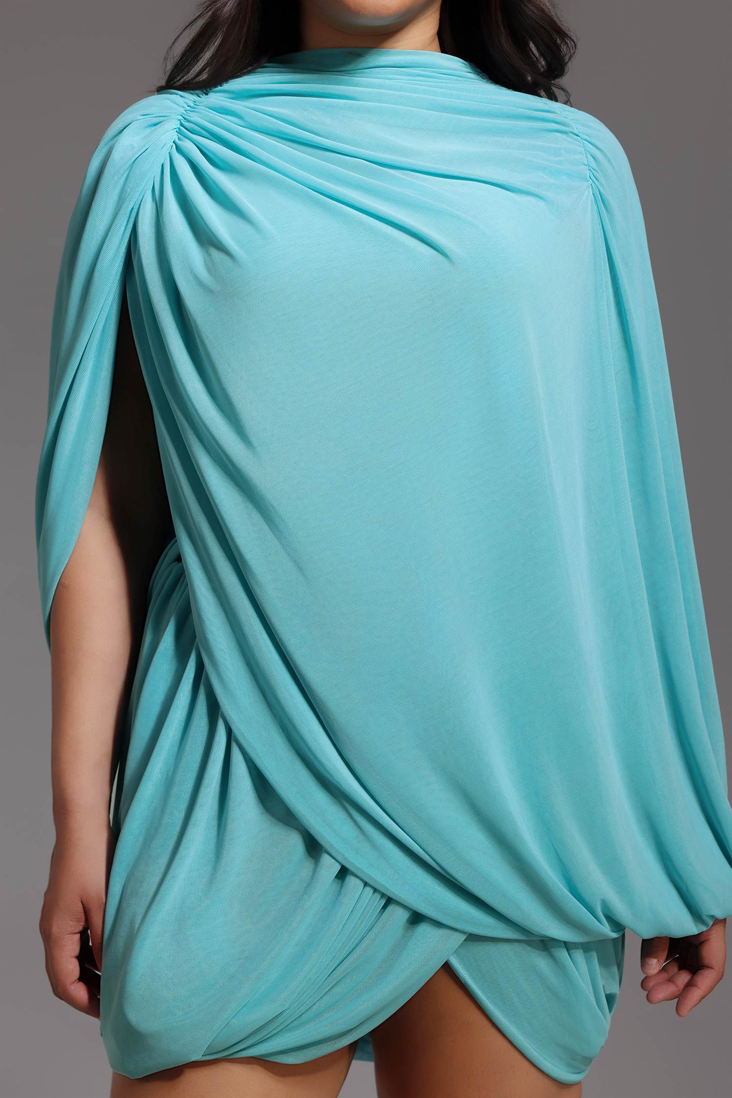 Ternan Long Sleeve Fold Splice Mini Dress