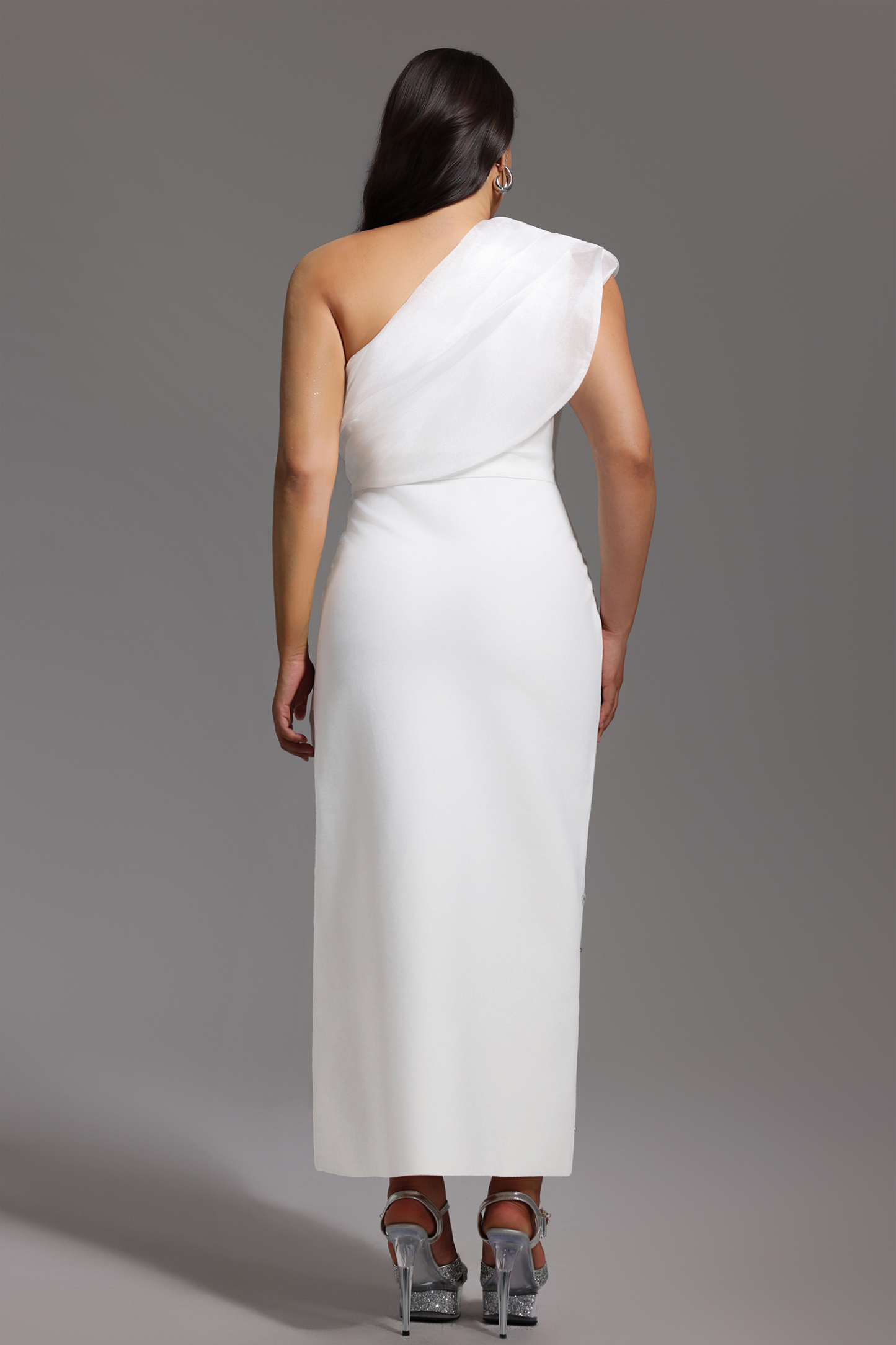 Pana One Shoulder Diamond Slim Bandage Maxi Dress