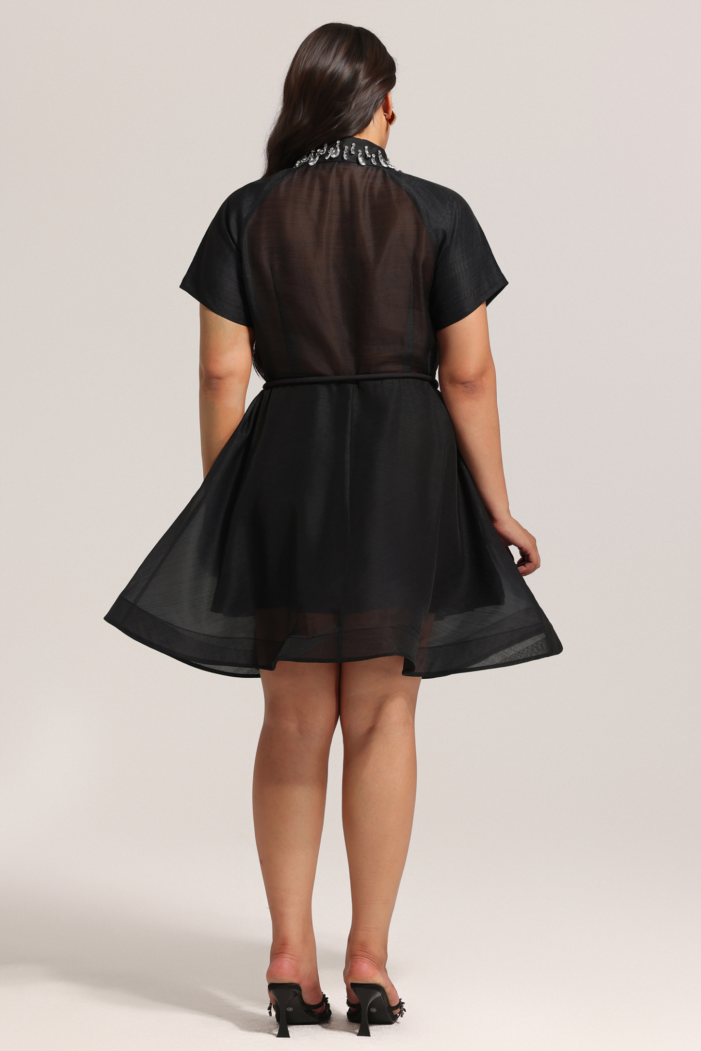 Gerianna Short Sleeves Diamond Mini Dress