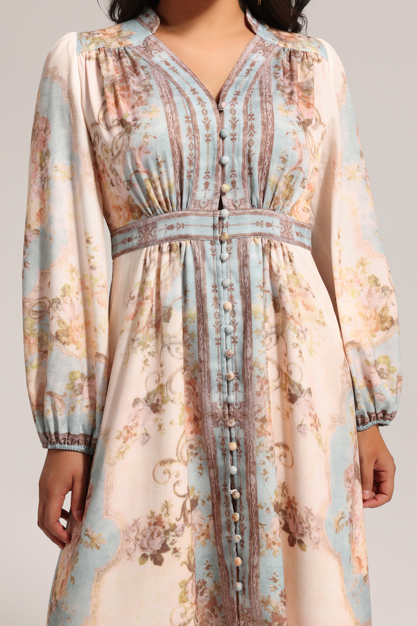 Edan Floral Printed Long Sleeves Midi Dress
