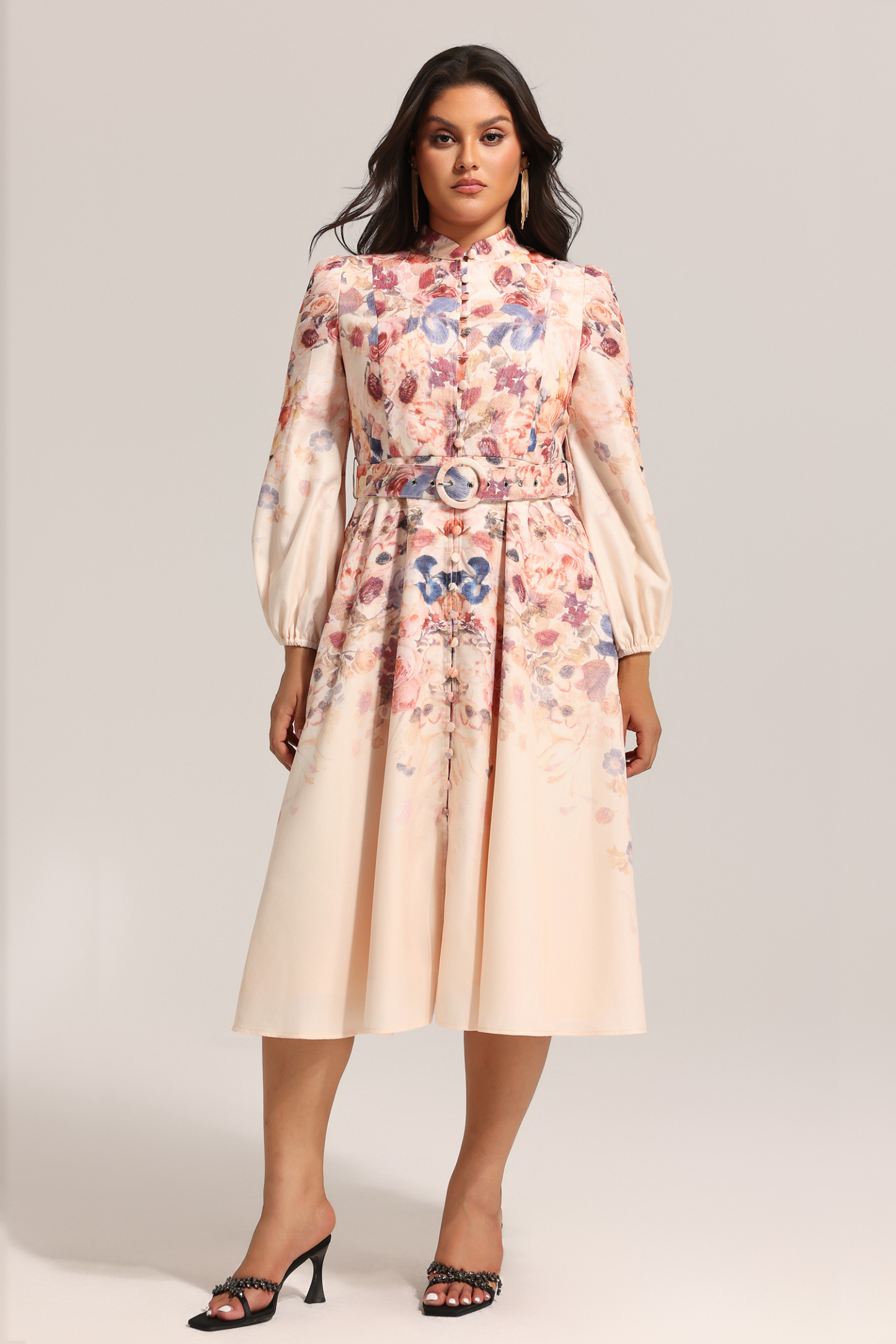 Heisel Button-Front Printed Midi Dress