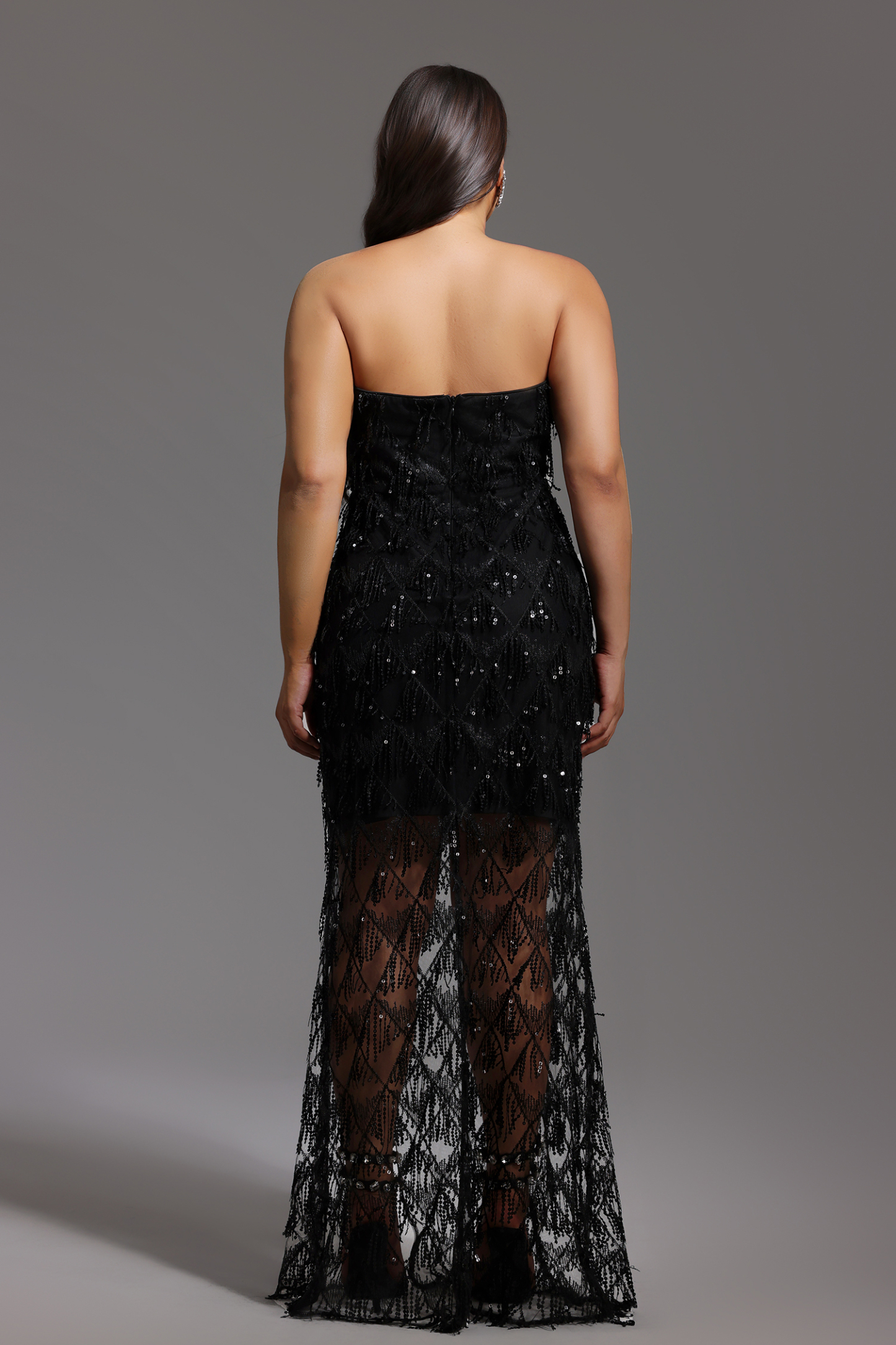 Davo Chest Glitter Fringe Maxi Dress