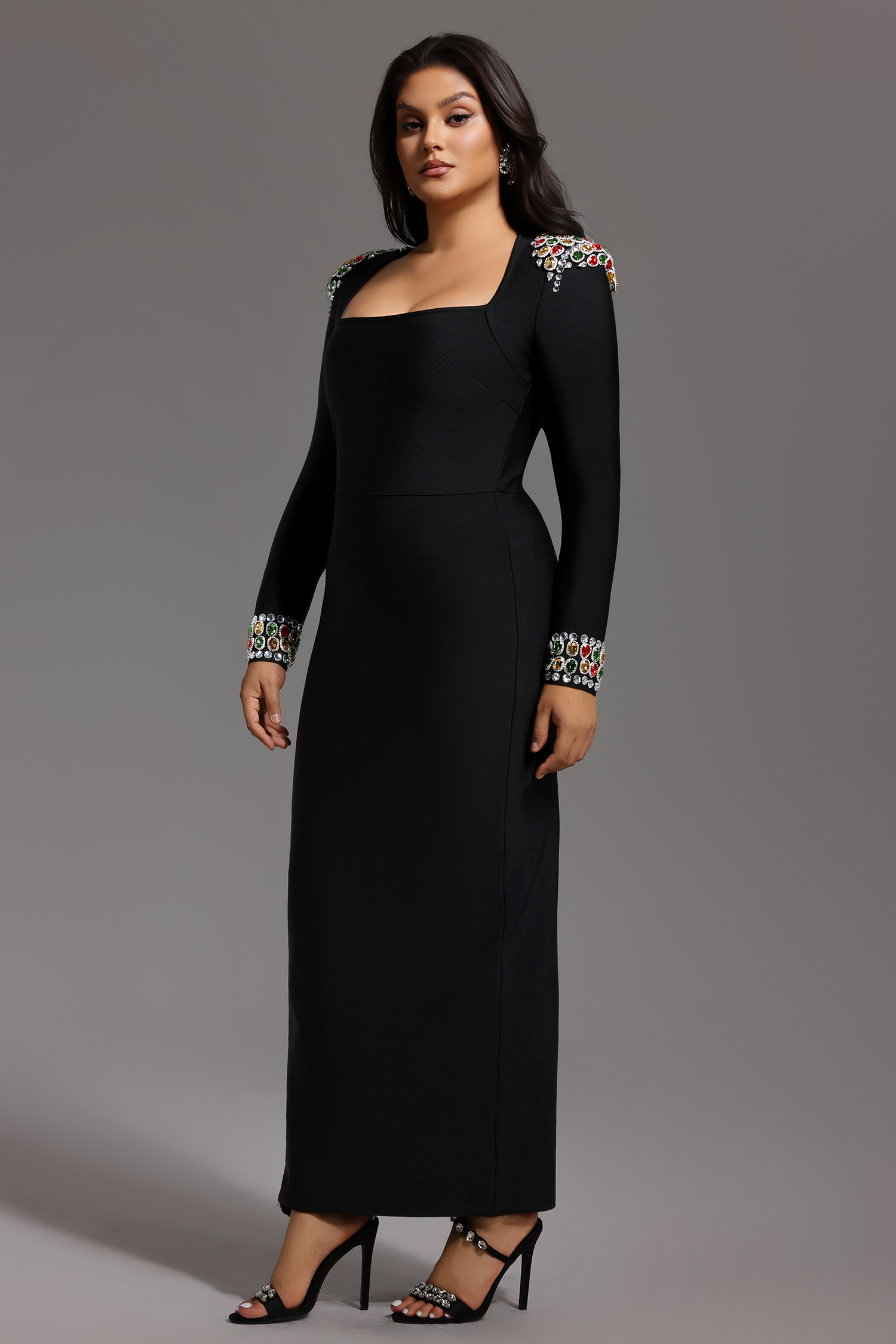 Niaca Rhinestones Bandage Midi Dress