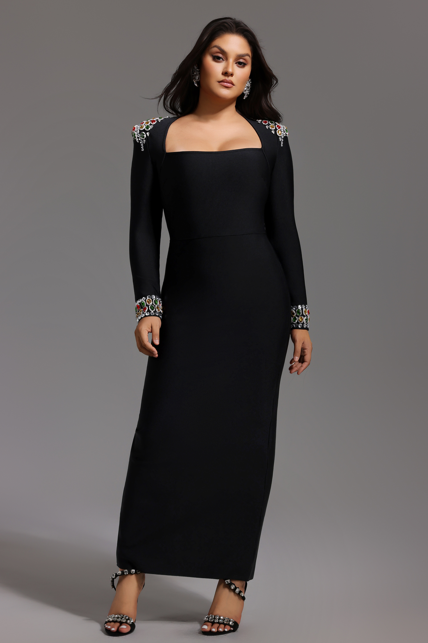 Niaca Rhinestones Bandage Midi Dress