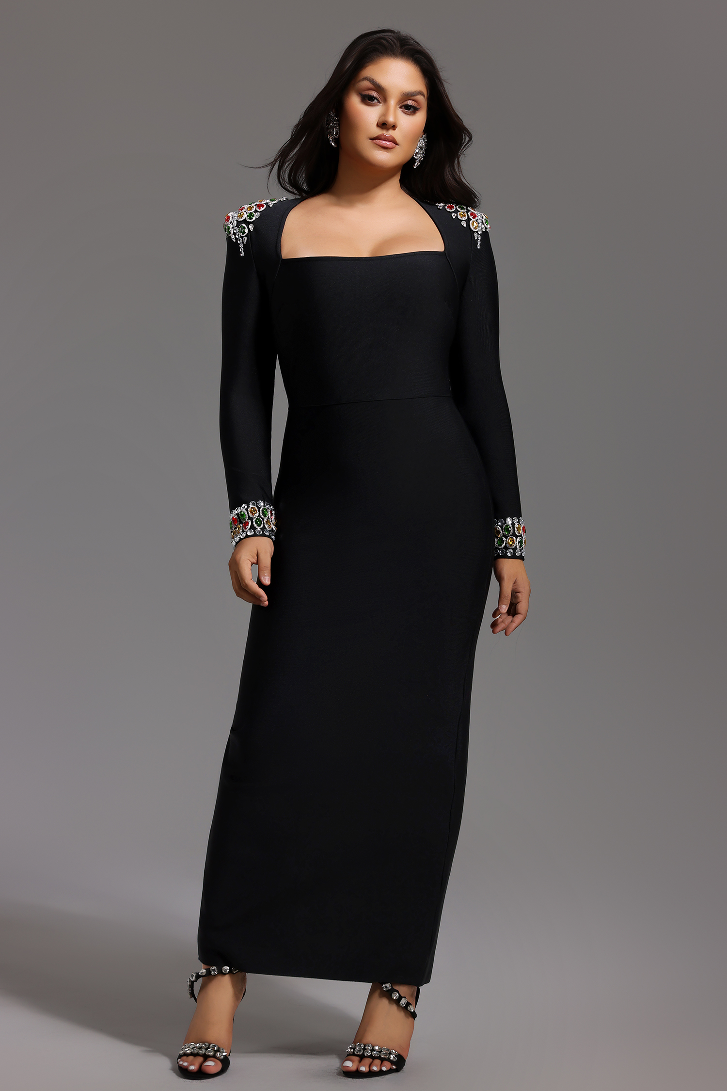 Niaca Rhinestones Bandage Midi Dress