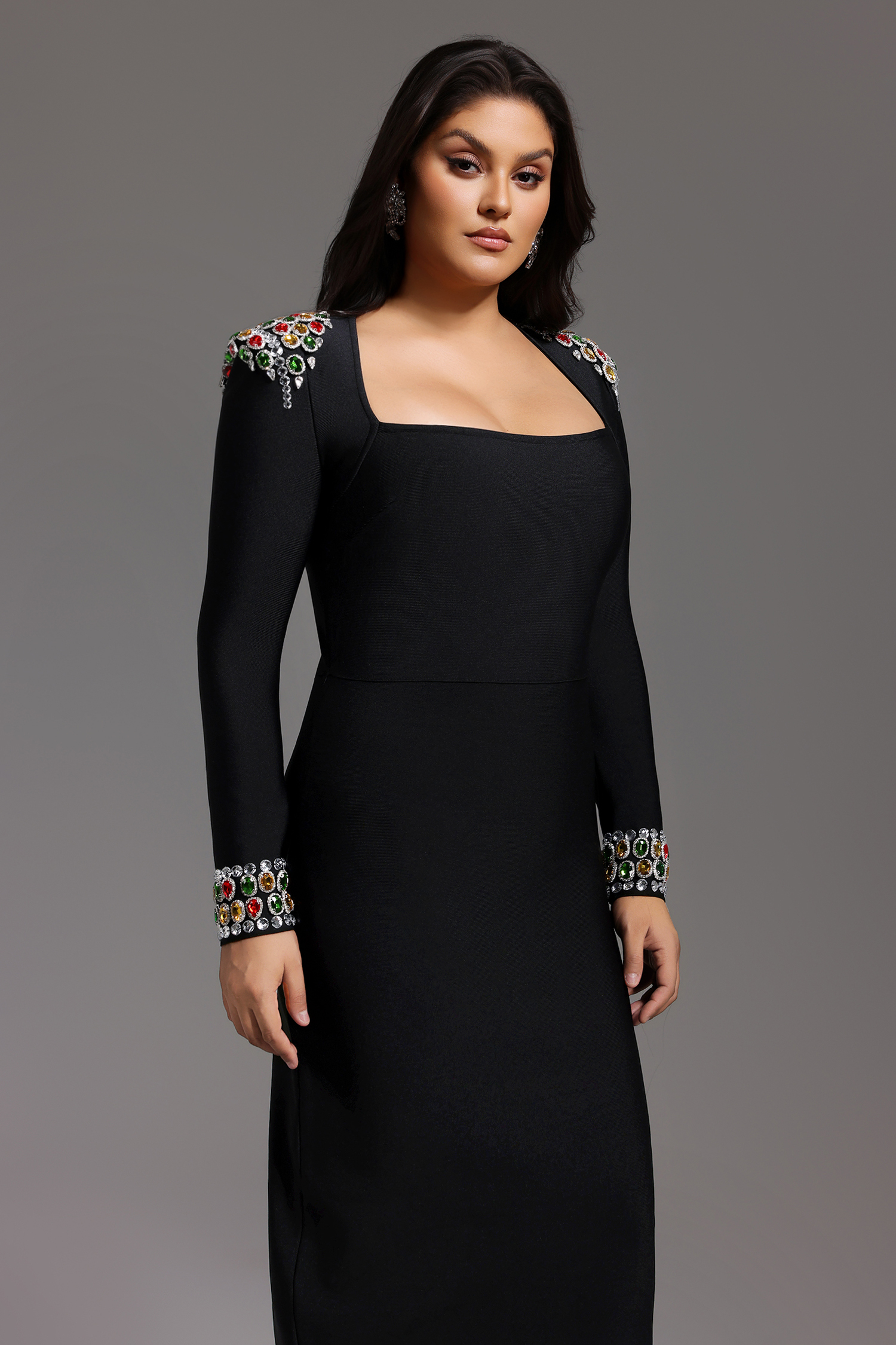 Niaca Rhinestones Bandage Midi Dress