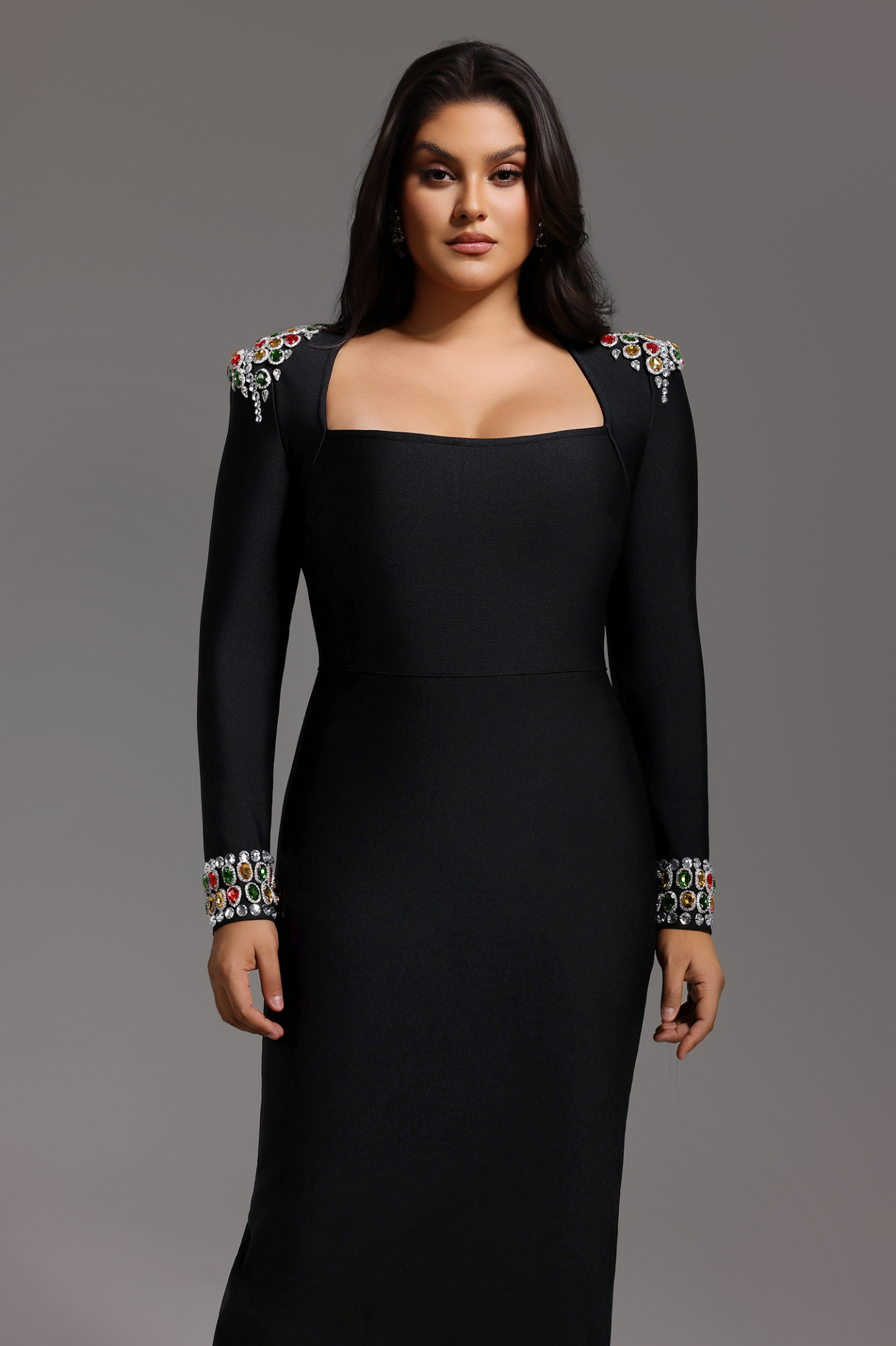 Niaca Rhinestones Bandage Midi Dress