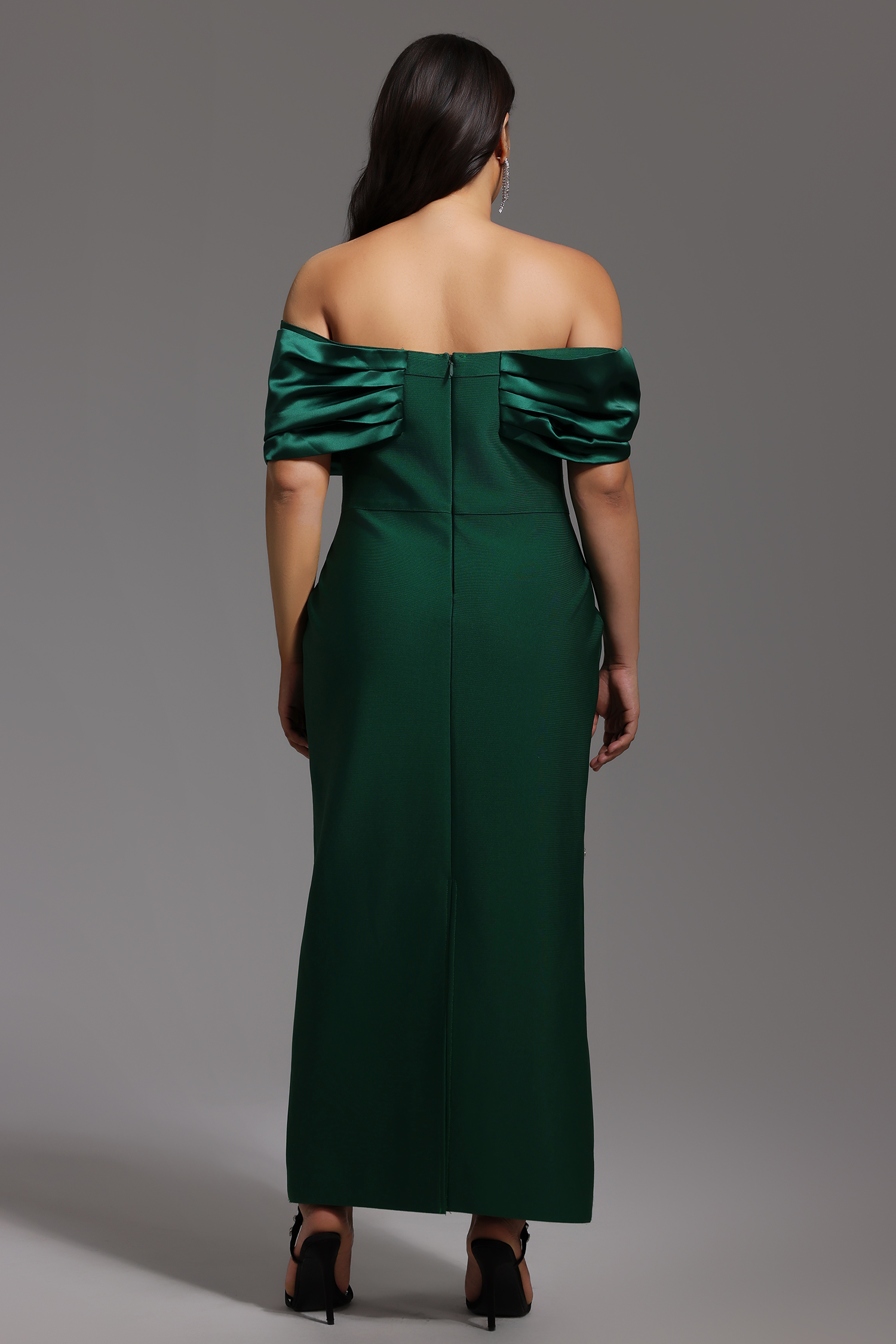 Palez Sleeveless One Shoulder Diamond Bow Bandage Maxi Dress
