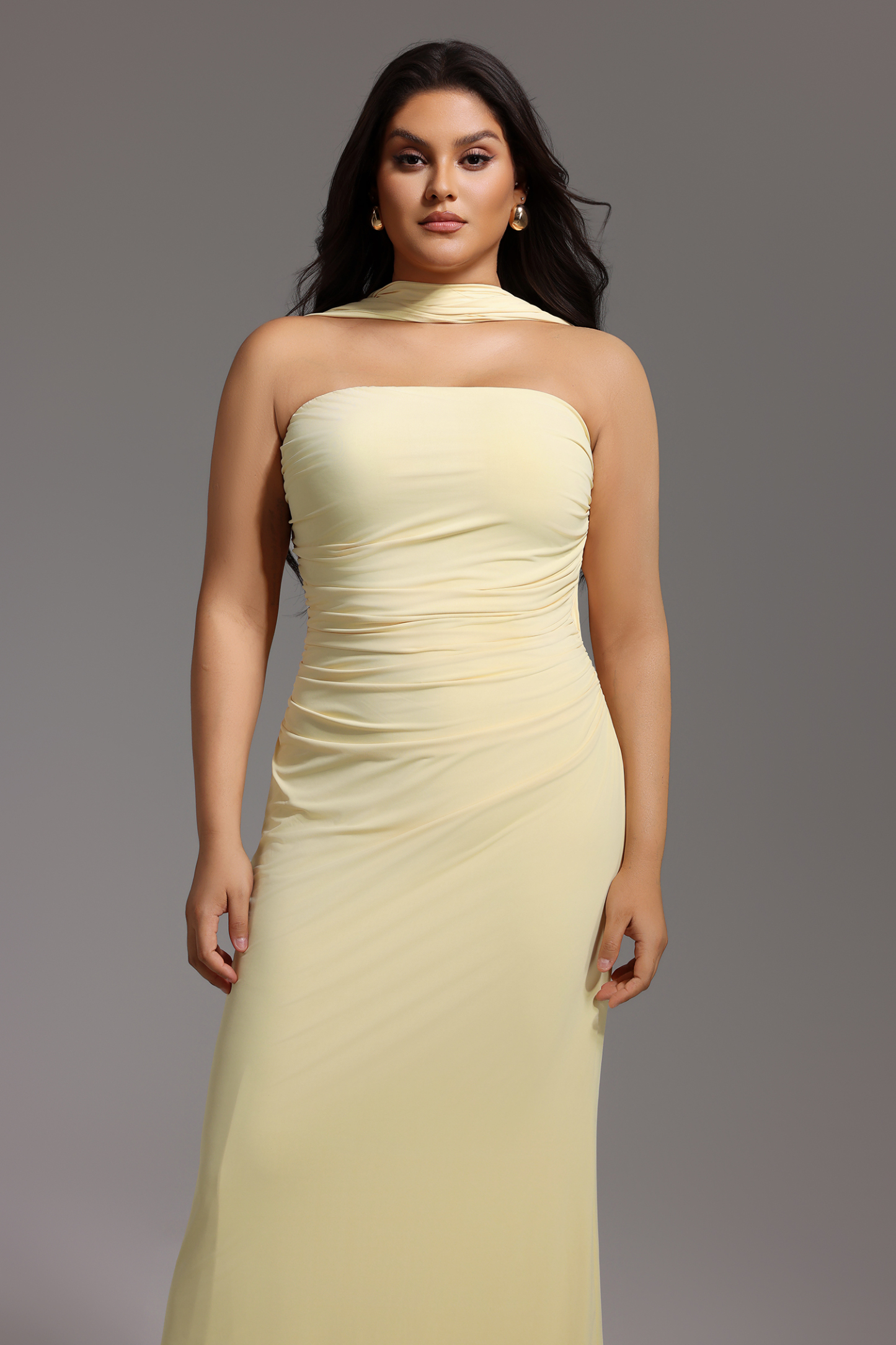 Kaxani Strapless Slim Flowers Backless Maxi Dress