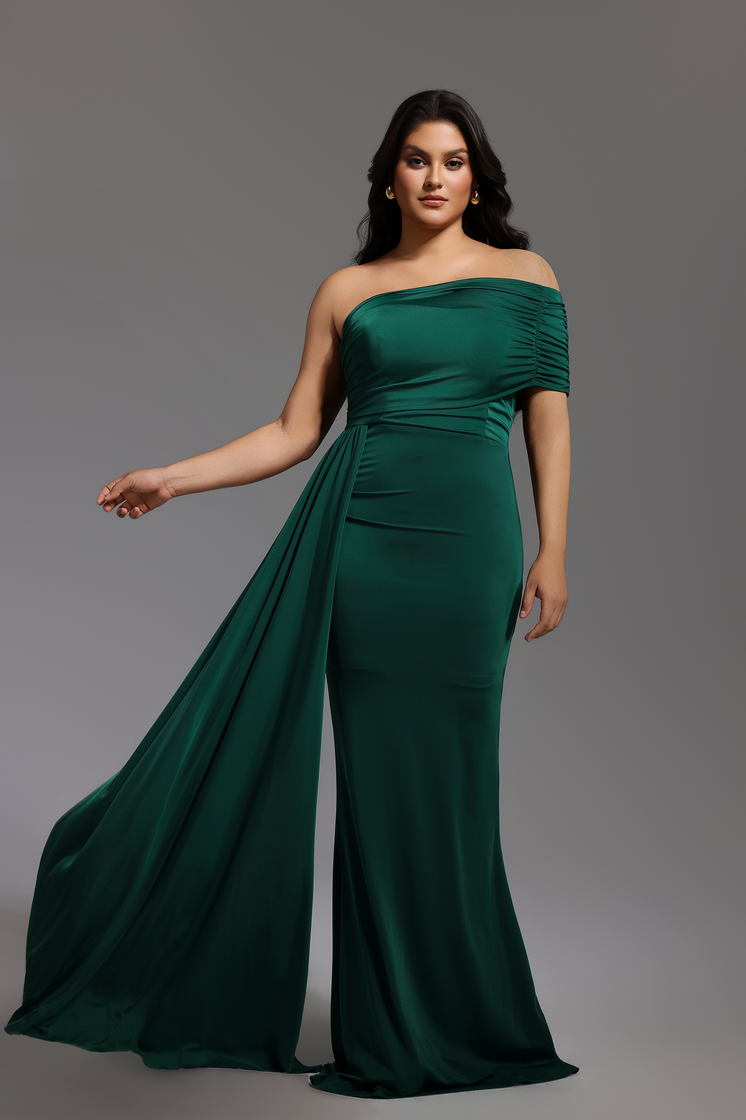 Ethel Sleeveless One Shoulder Fold Maxi Dress