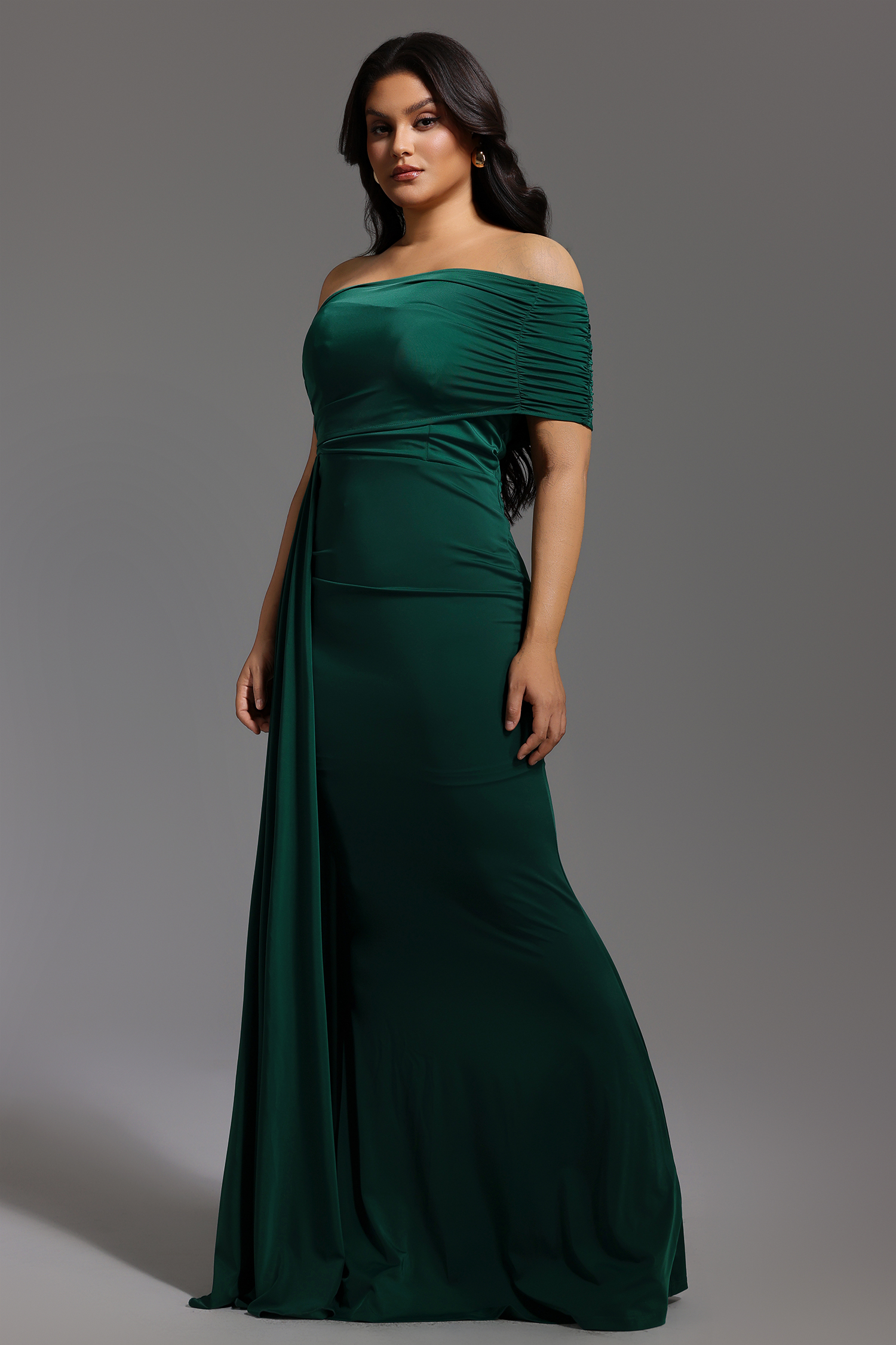 Ethel Sleeveless One Shoulder Fold Maxi Dress