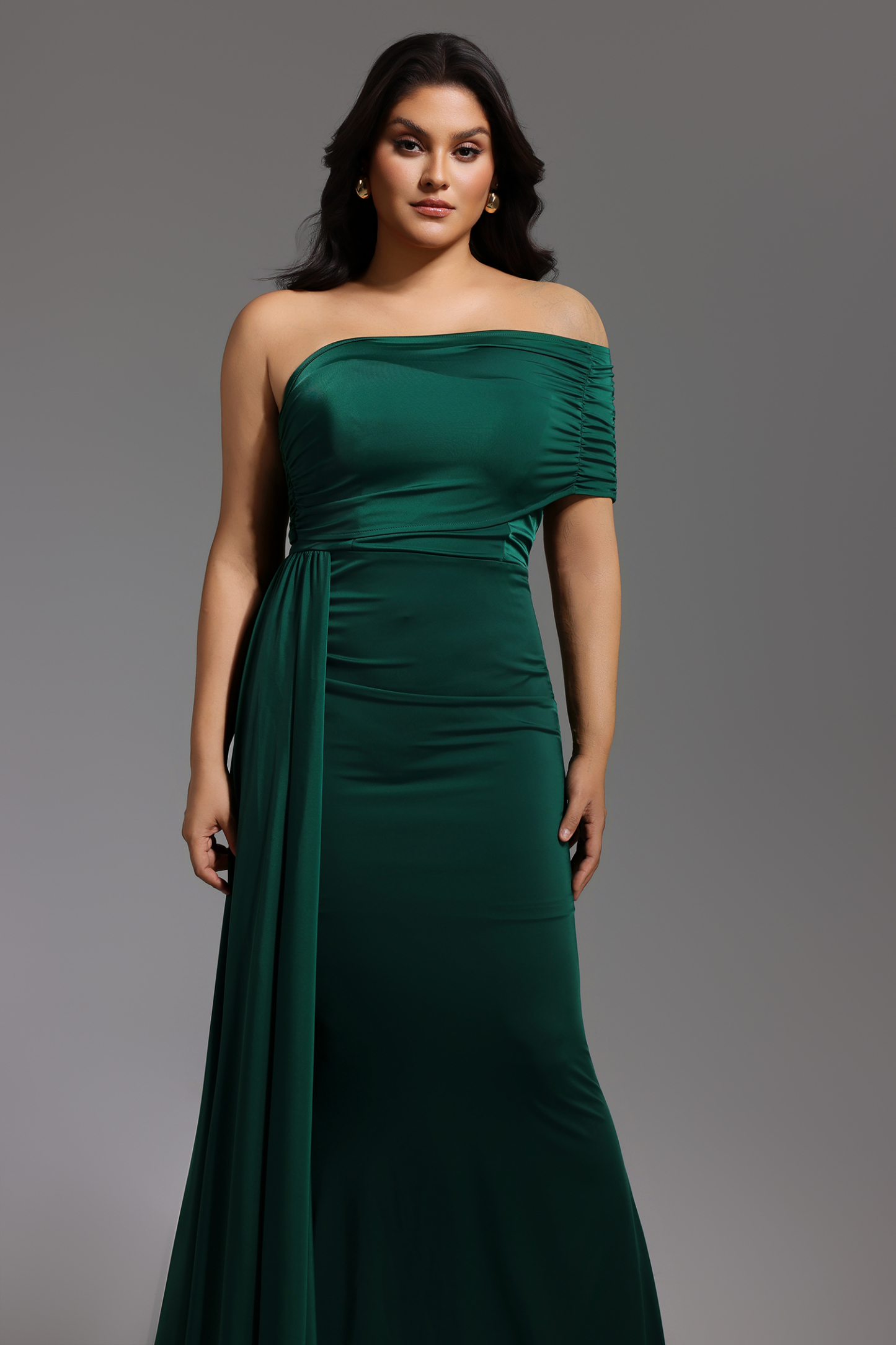 Ethel Sleeveless One Shoulder Fold Maxi Dress