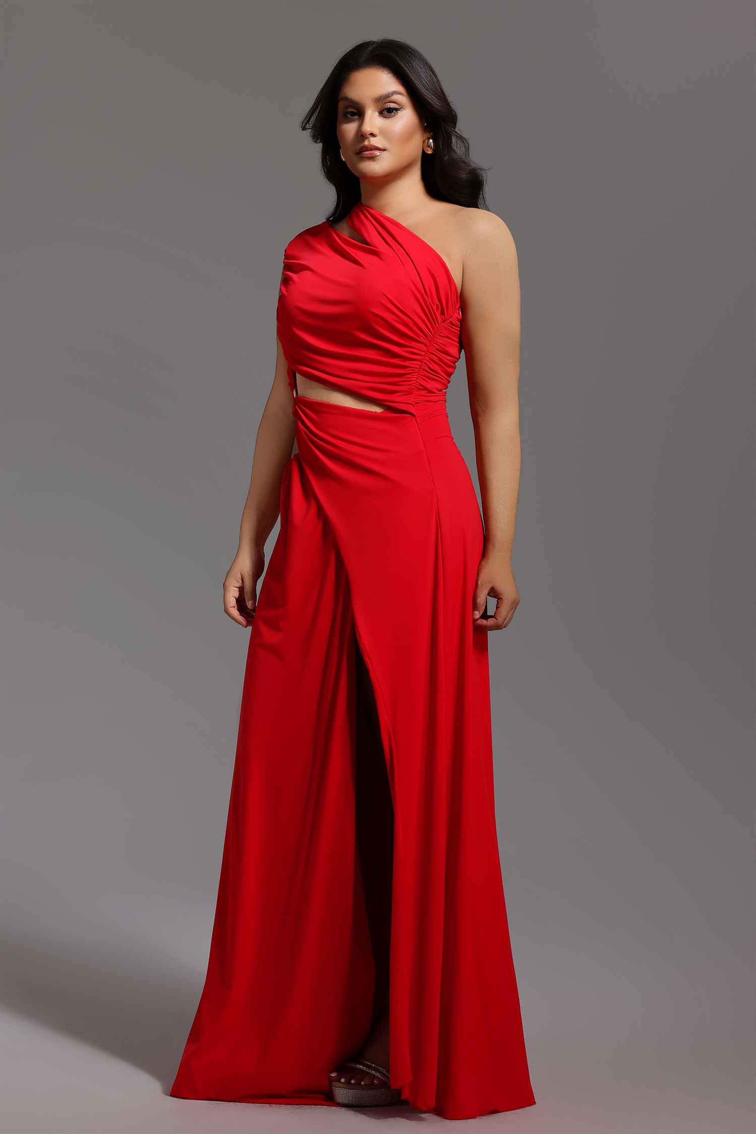 Xlyia High Slit Hollowed-out Maxi Dress