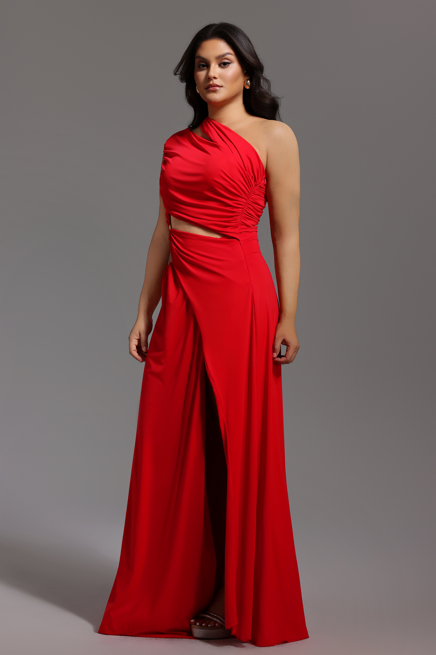 Xlyia High Slit Hollowed-out Maxi Dress