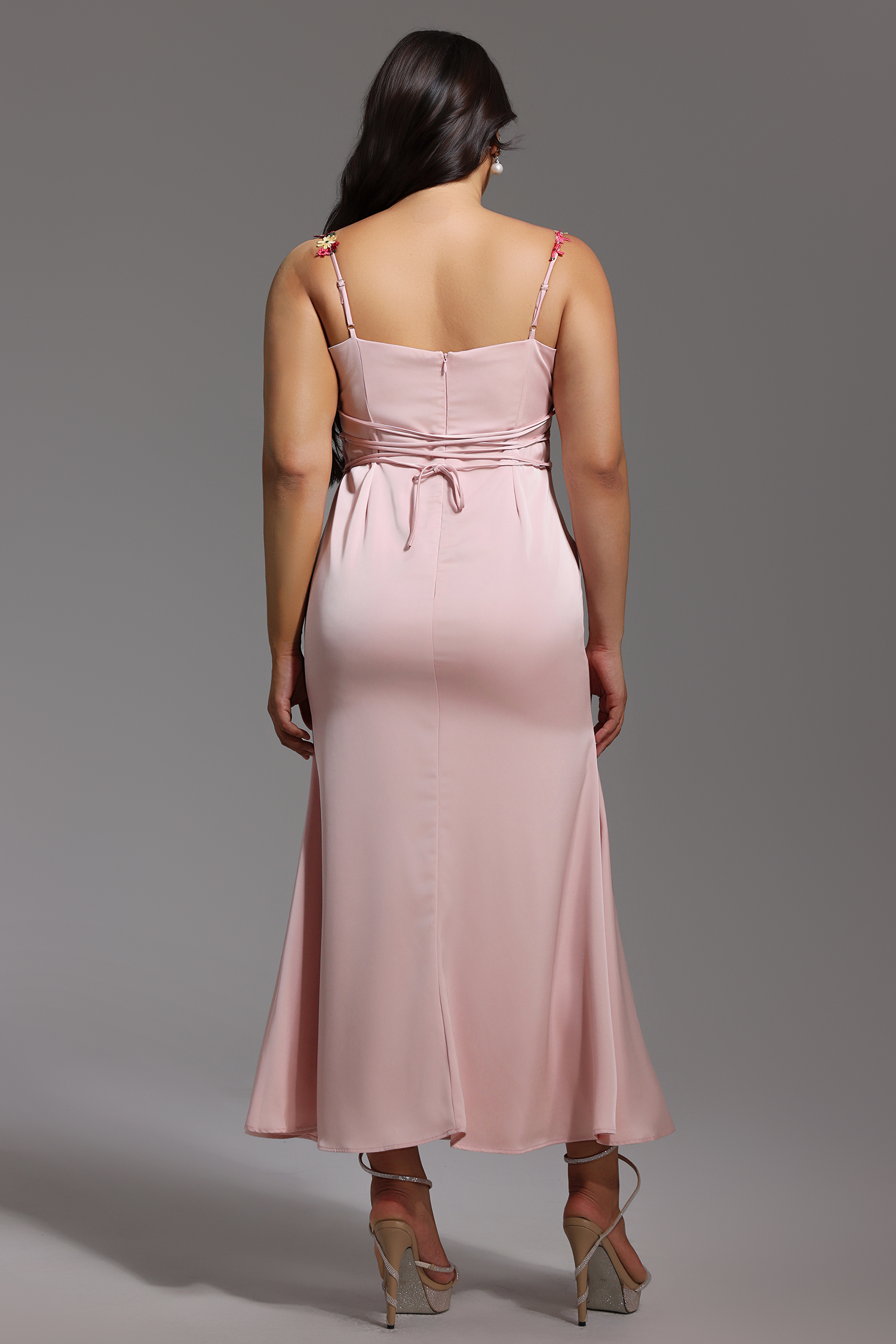 Esne Flower Halter Maxi Dress - Pink