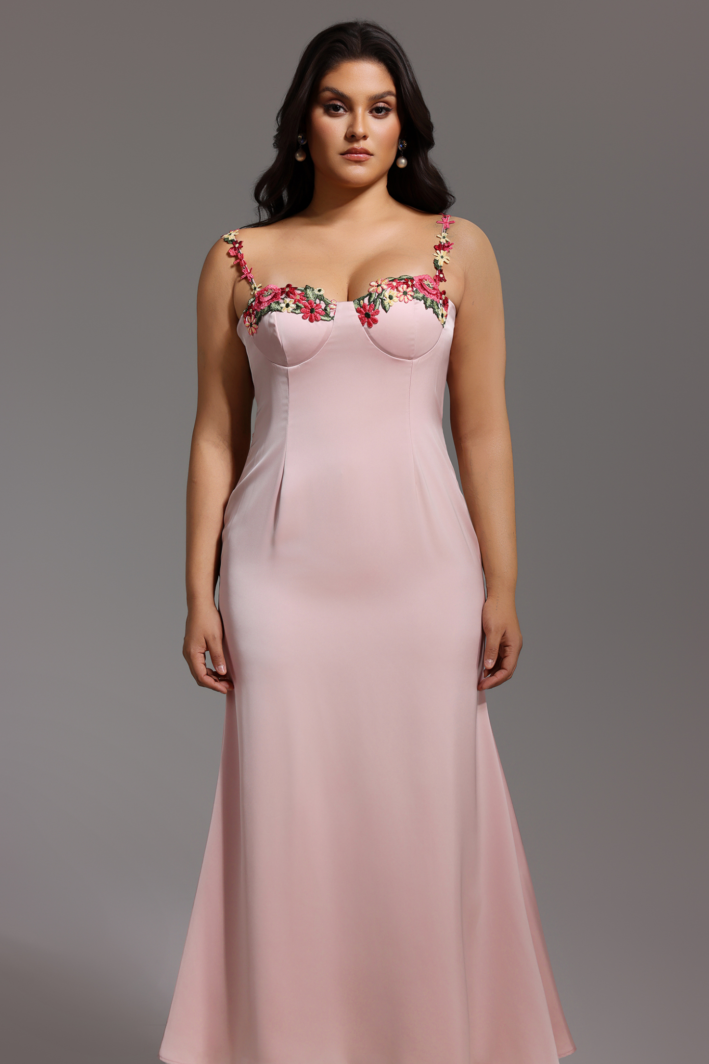 Esne Flower Halter Maxi Dress - Pink