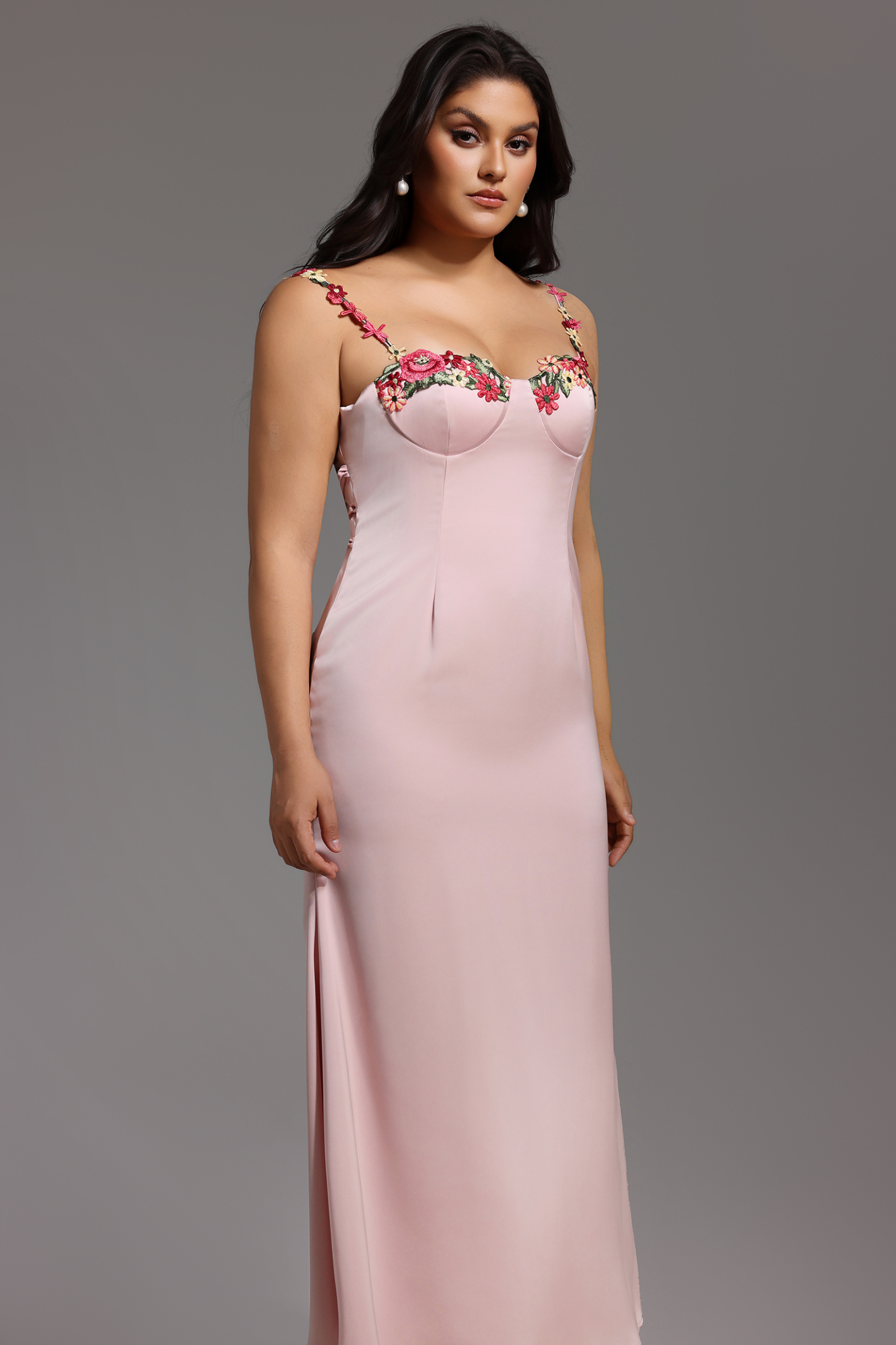 Esne Flower Halter Maxi Dress - Pink