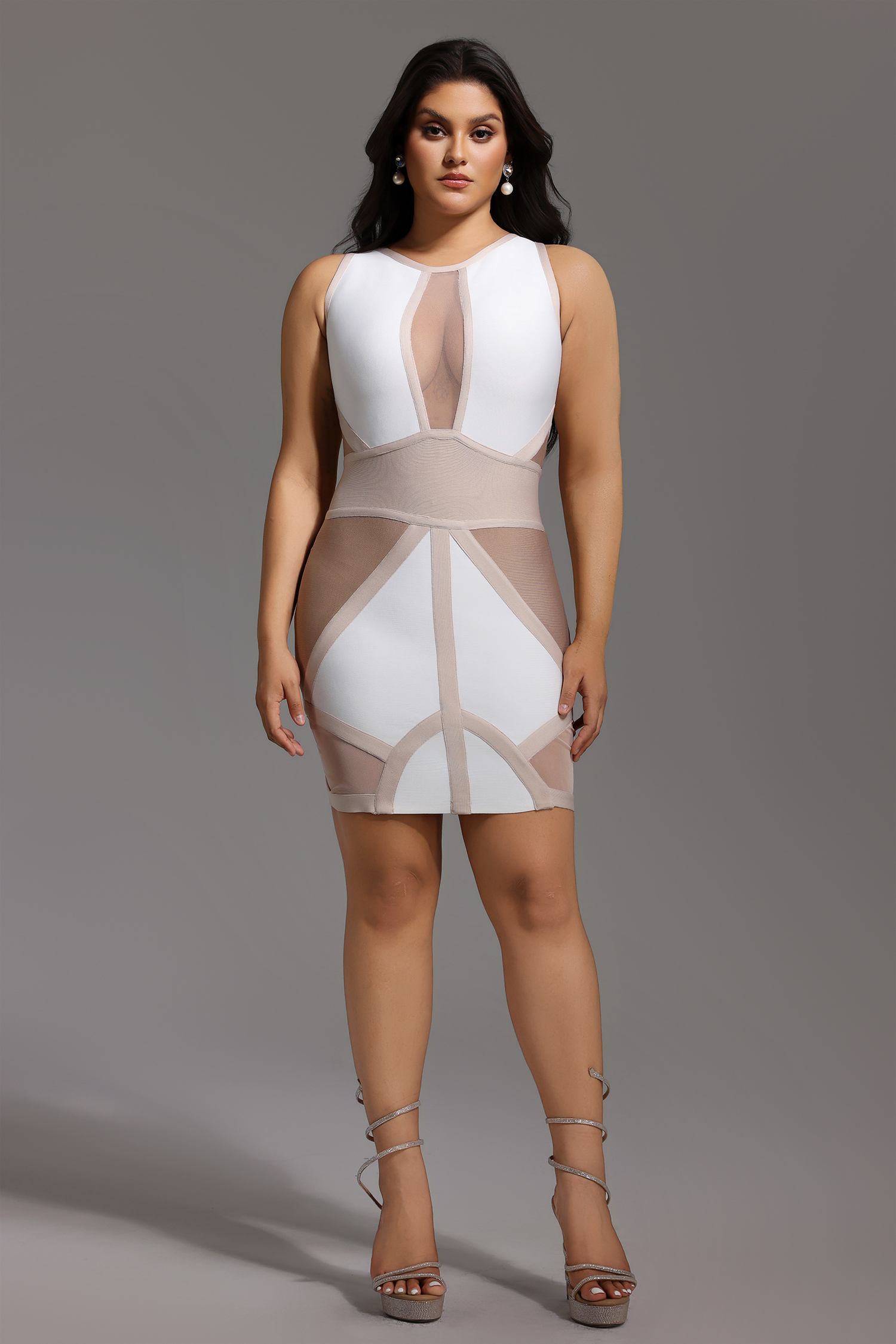 Locia Sleeveless Color Matching Bandage Midi Dress