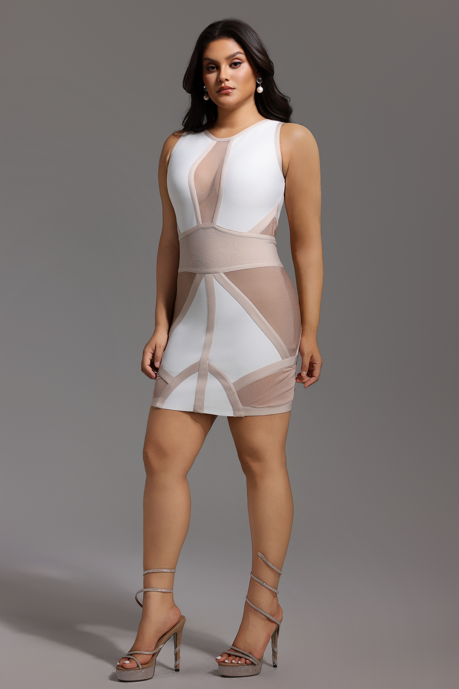 Locia Sleeveless Color Matching Bandage Midi Dress