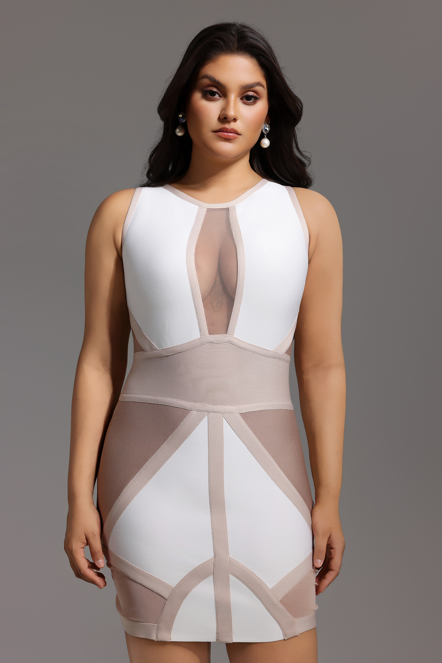 Locia Sleeveless Color Matching Bandage Midi Dress