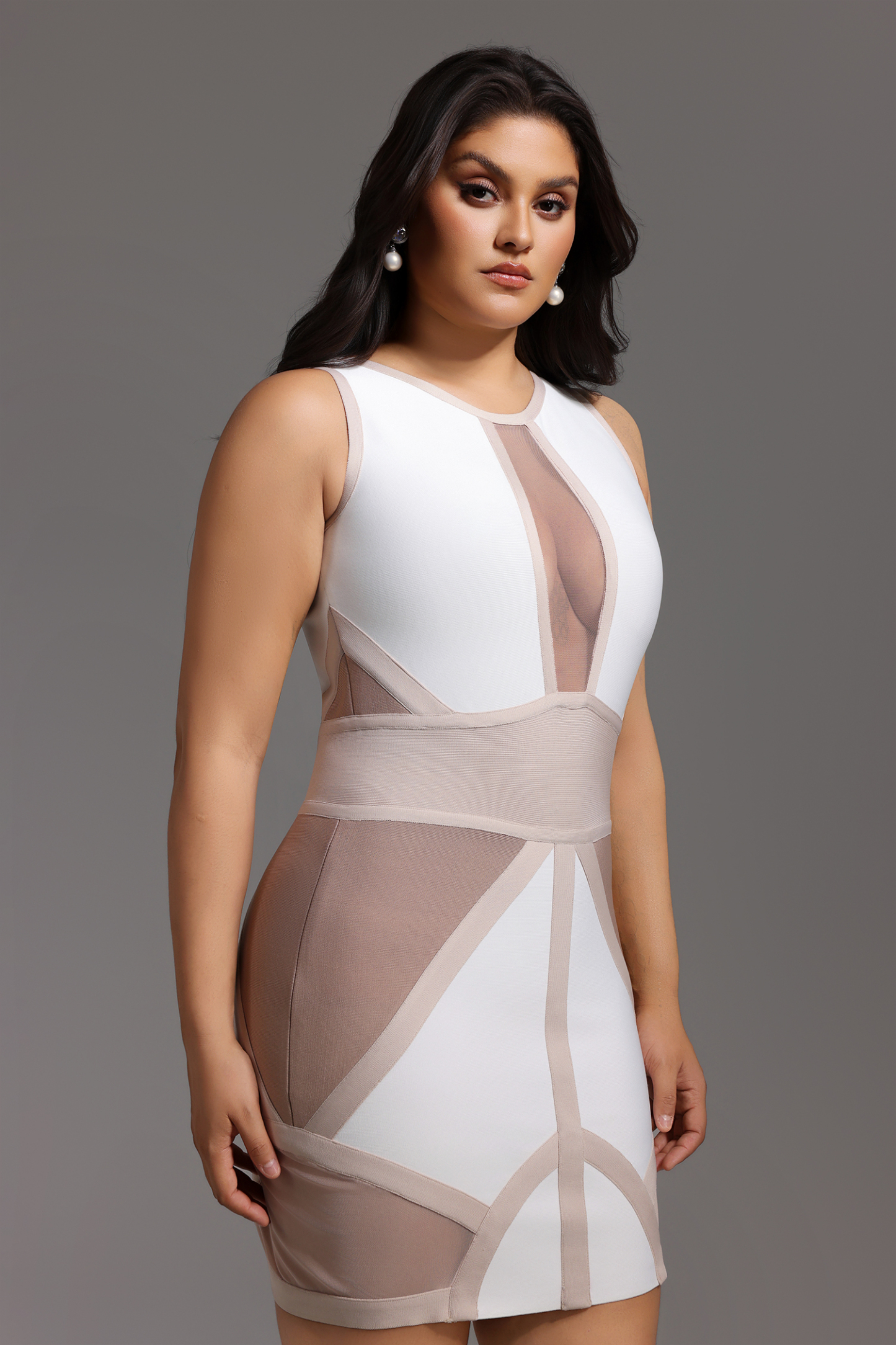 Locia Sleeveless Color Matching Bandage Midi Dress