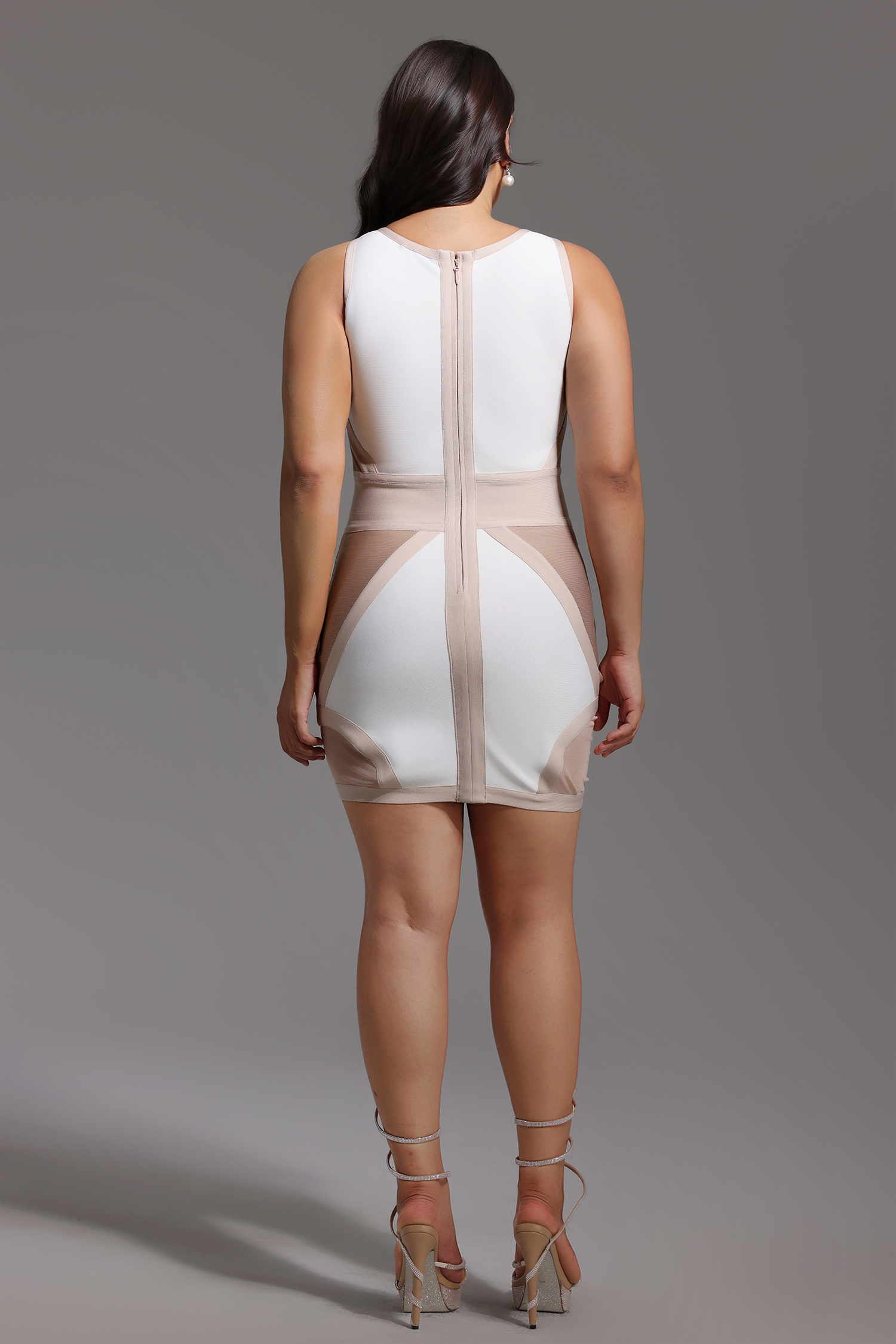 Locia Sleeveless Color Matching Bandage Midi Dress