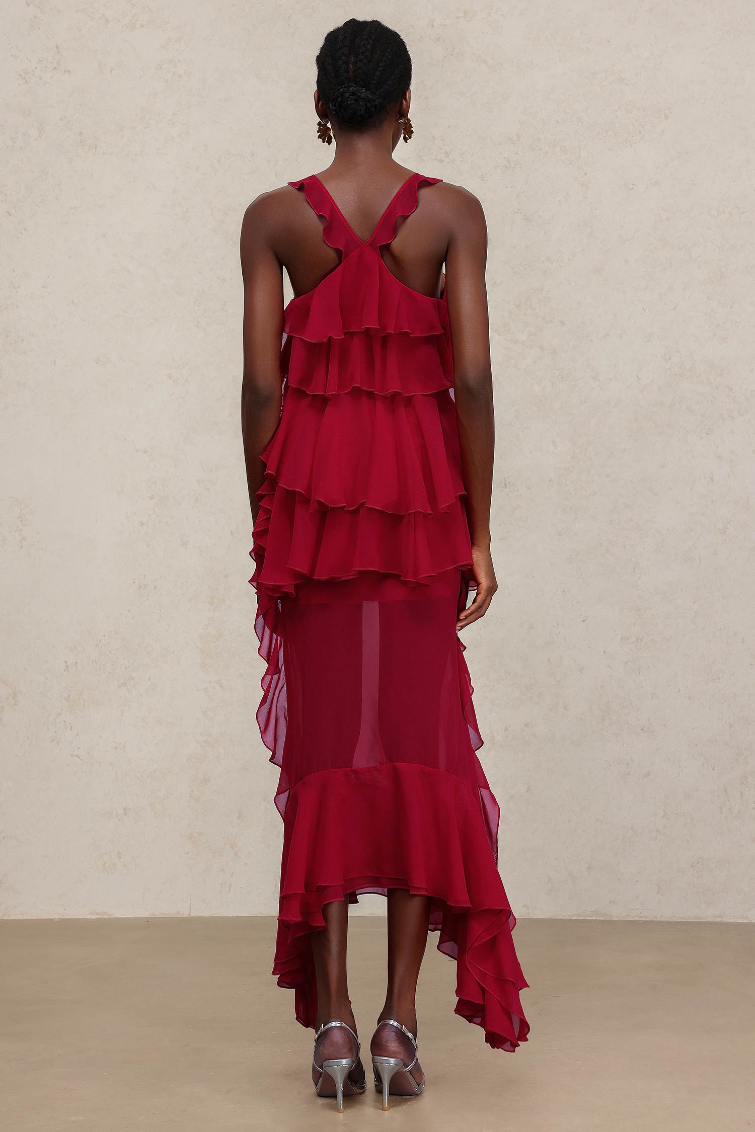 Elliott Sleeveless Flower Folds Maxi Dress