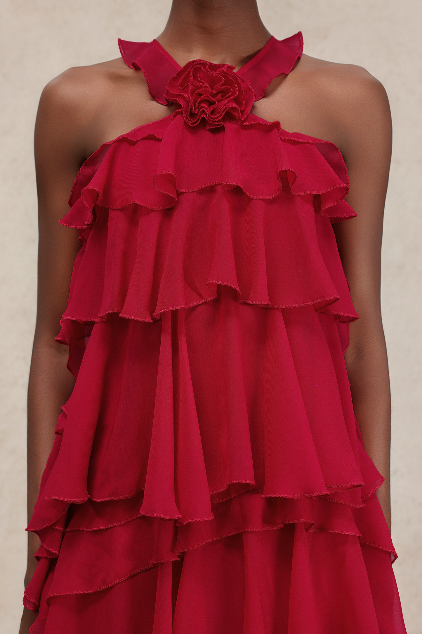 Elliott Sleeveless Flower Folds Maxi Dress