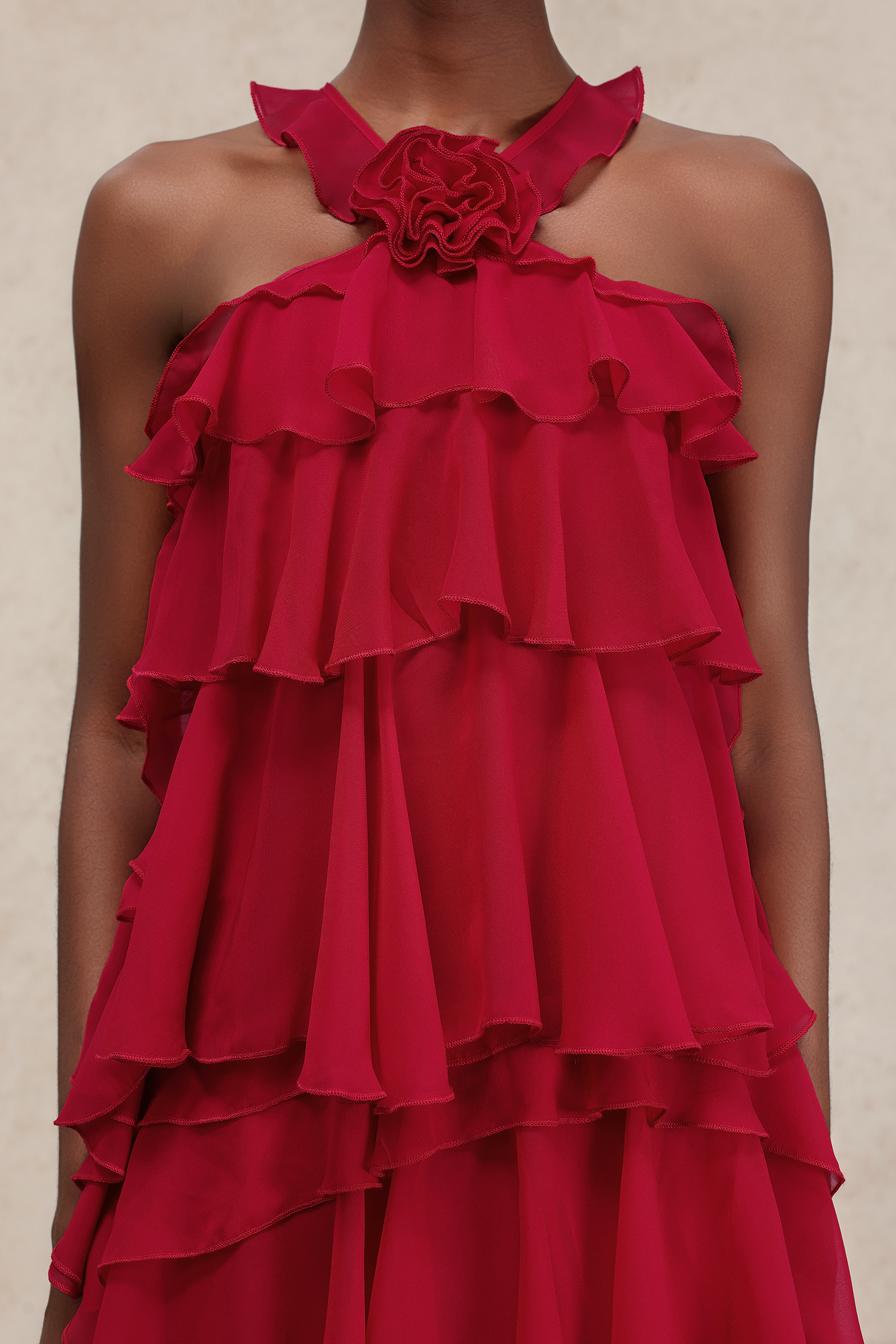 Elliott Sleeveless Flower Folds Maxi Dress