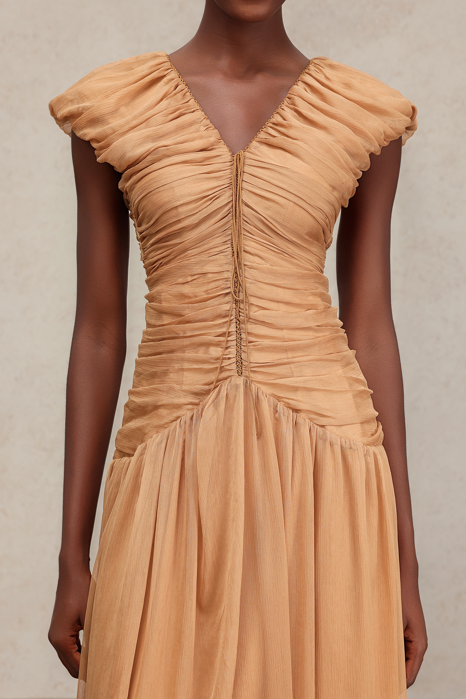 Thea V-Neck Sleeveless Folds Maxi Dress