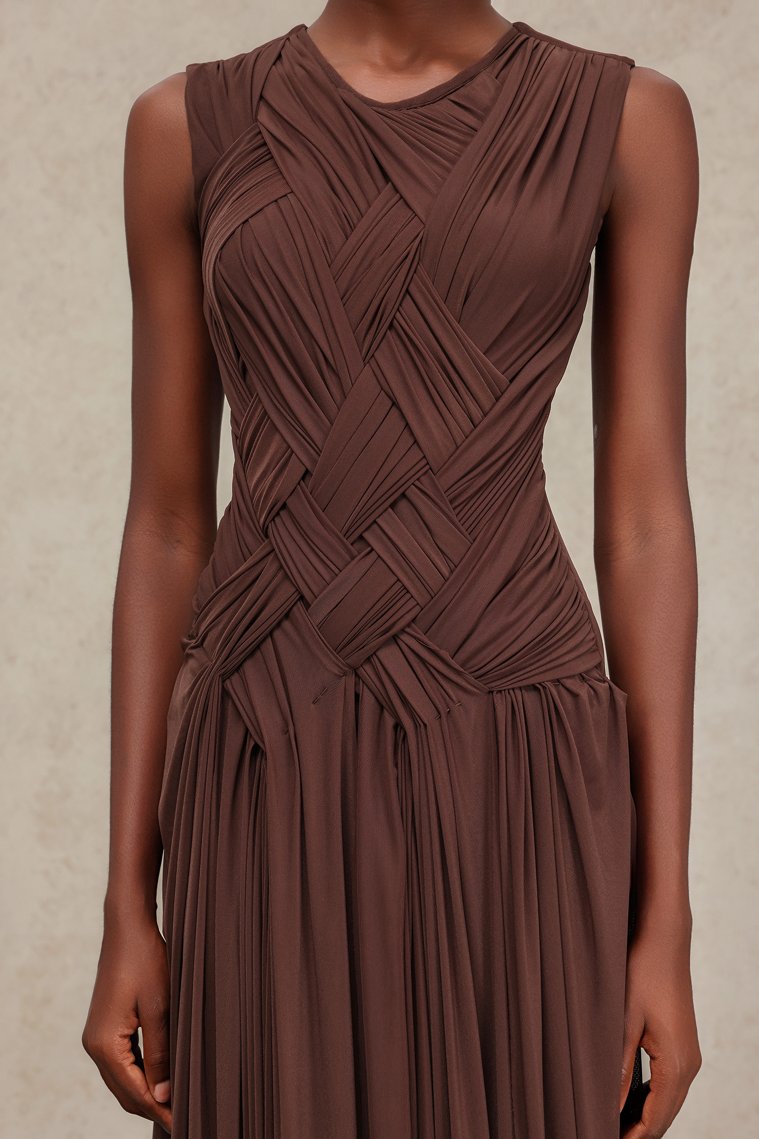 Vafa Round Neck Sleeveless Slit Maxi Dress