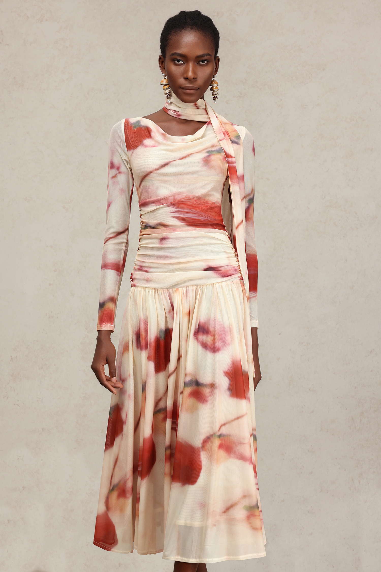 Erina Long Sleeves Floral Printed Maxi Dress