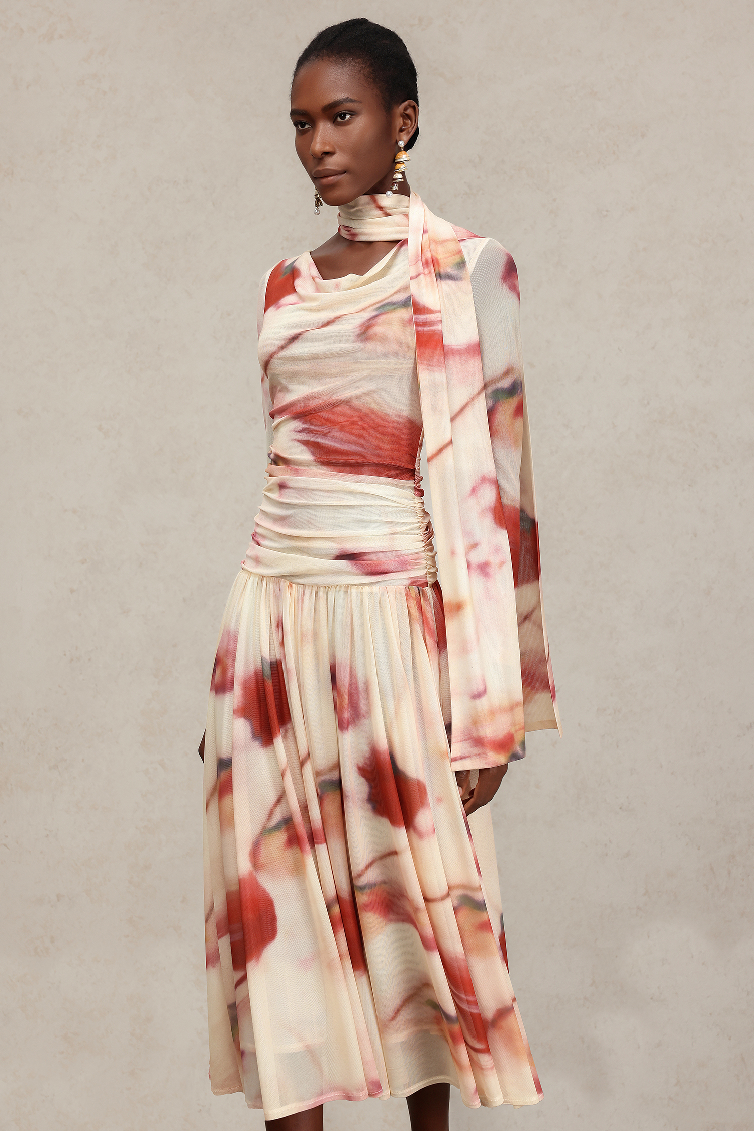 Erina Long Sleeves Floral Printed Maxi Dress