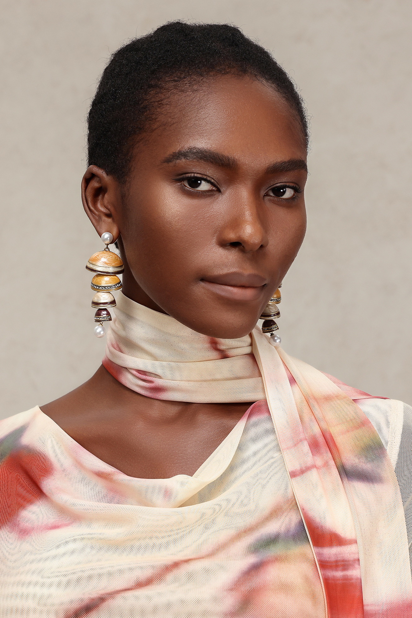 Fabia Wind Chimes Multi-Layer Pearl Earrings