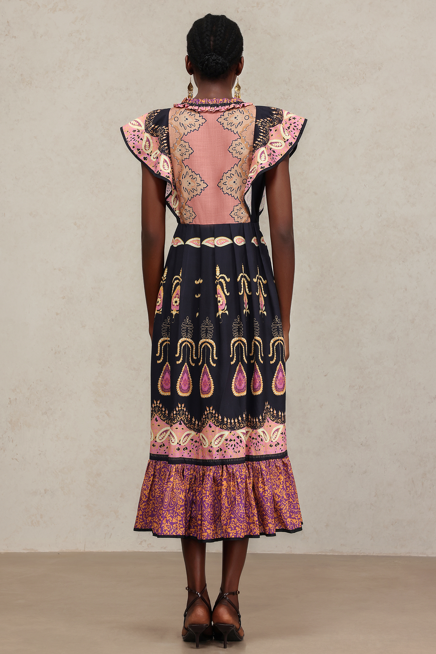 Roie Round Neck Short Sleeves Floral Printed Maxi Dress