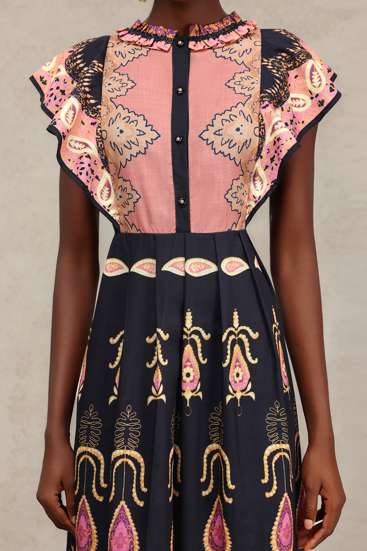Roie Round Neck Short Sleeves Floral Printed Maxi Dress