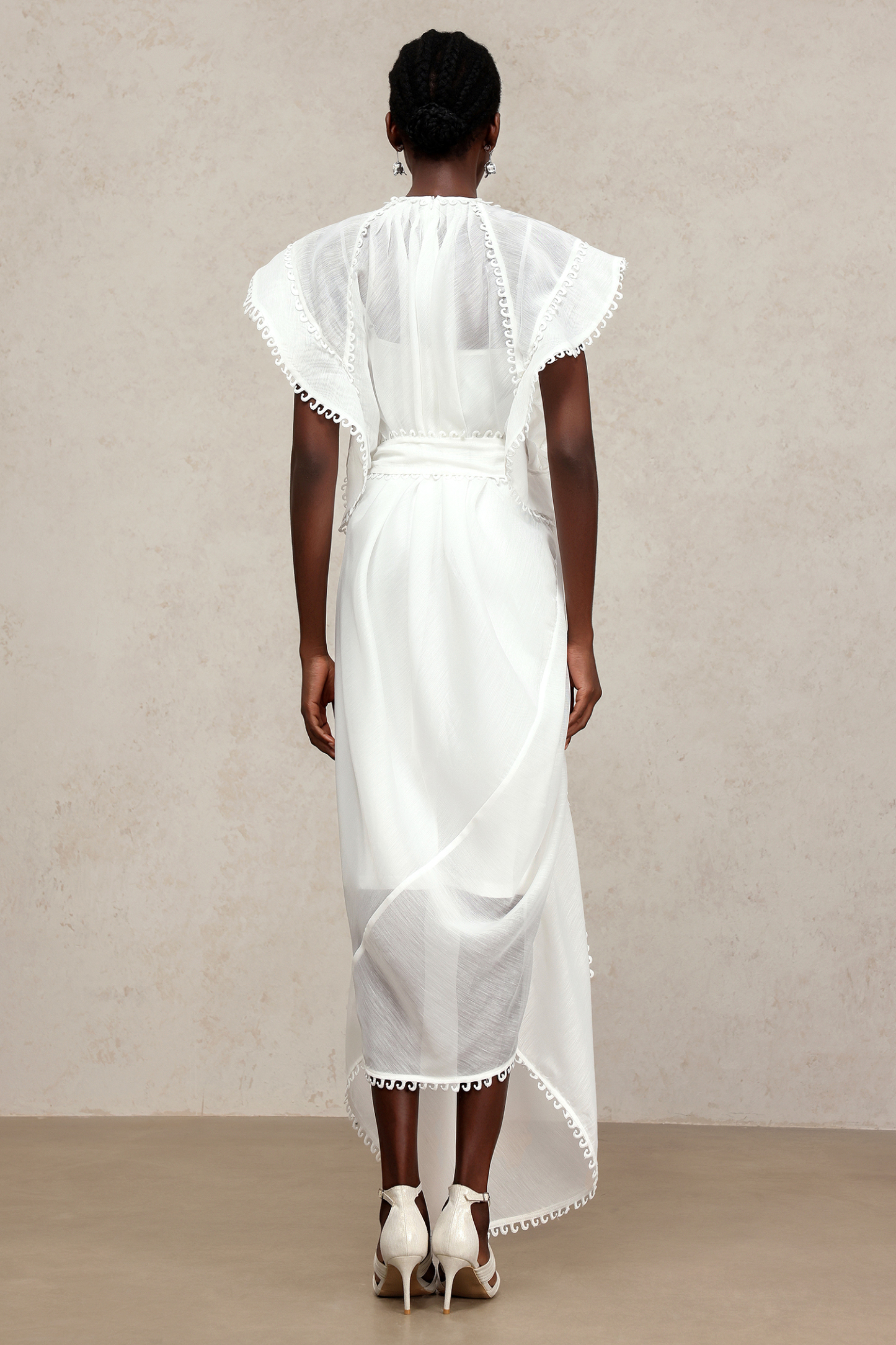 Halli Folds Lace Embroidery Maxi Dress